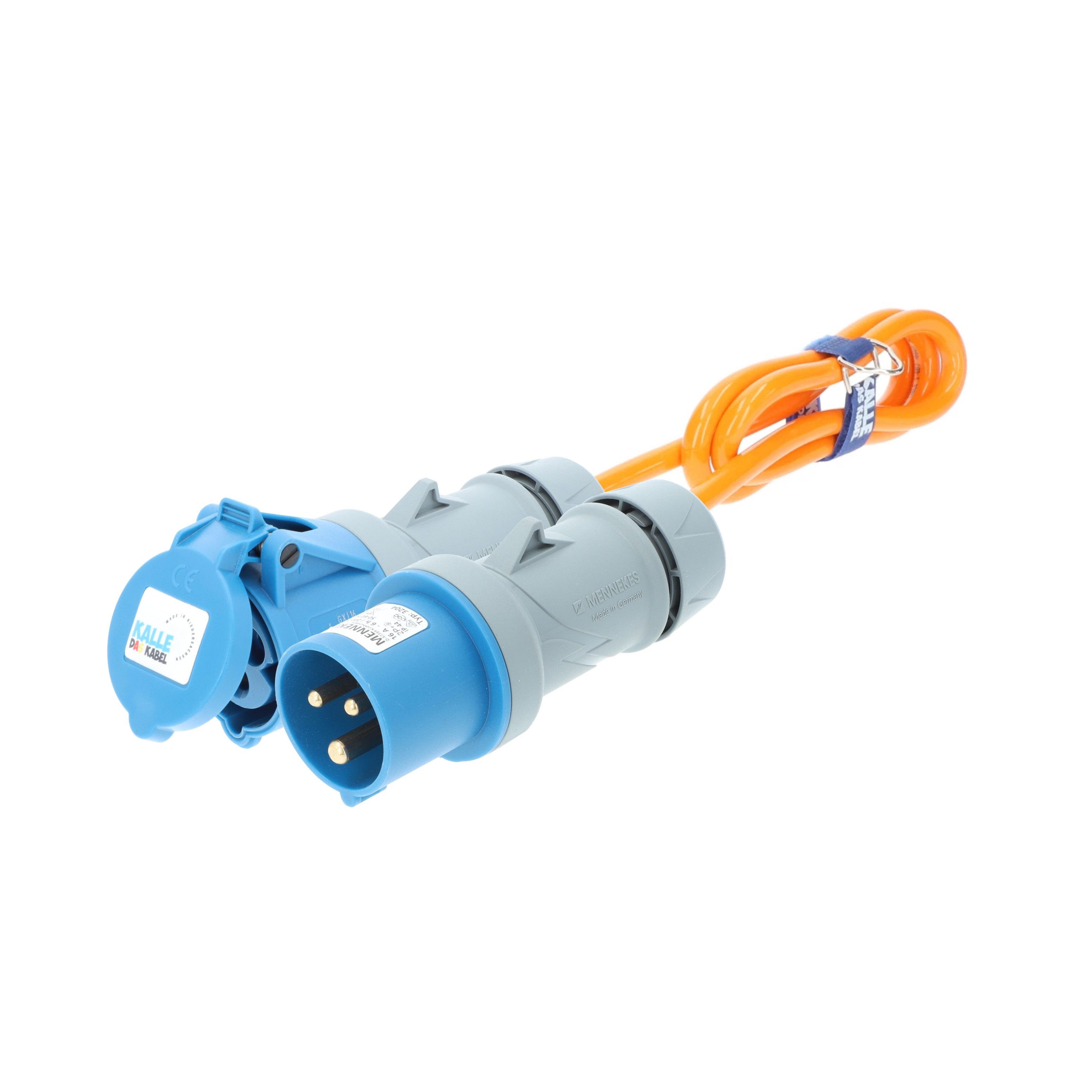 KALLE DAS KABEL Kalle Verlängerungskabel CEE 230V 16A 2,5 Signal Orange IP44 1,5m Verlängerungskabel, CEE 230V, 16A, CEE 230V, 16A (150 cm)