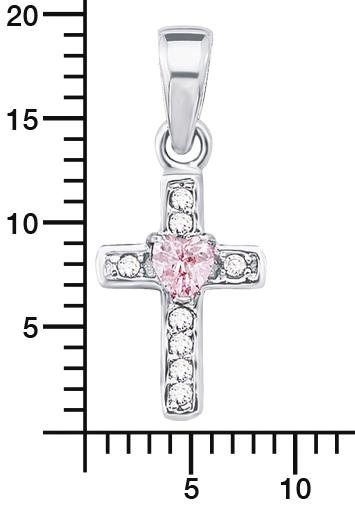 Amor Kette mit Anhänger rosa Herz, Kreuz, 2021302, mit Zirkonia