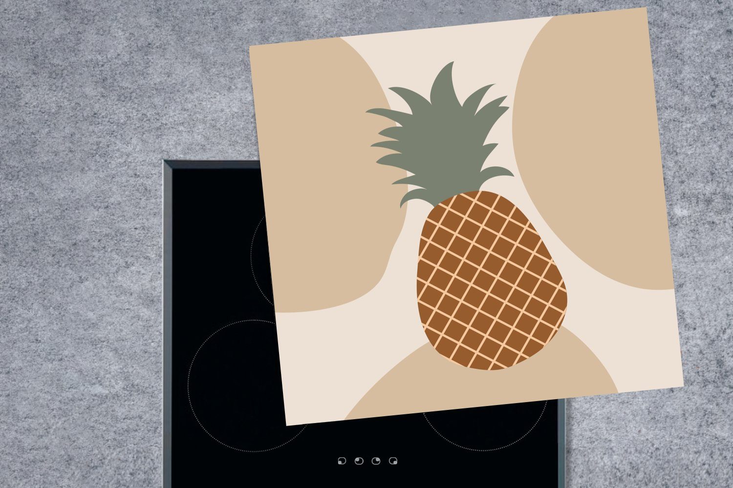 - Vinyl, - Herdblende-/Abdeckplatte Ananas Ceranfeldabdeckung, cm, für 78x78 Pastell - (1 Arbeitsplatte tlg), Sommer, MuchoWow küche Obst