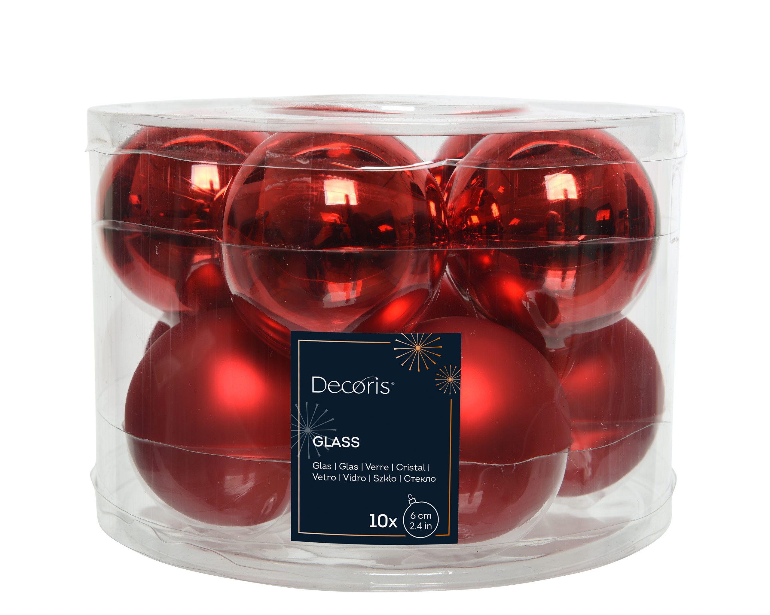 Kaemingk Weihnachtsbaumkugel, Weihnachtskugeln Glas 6cm x 10 Stück - Weihnachtsrot
