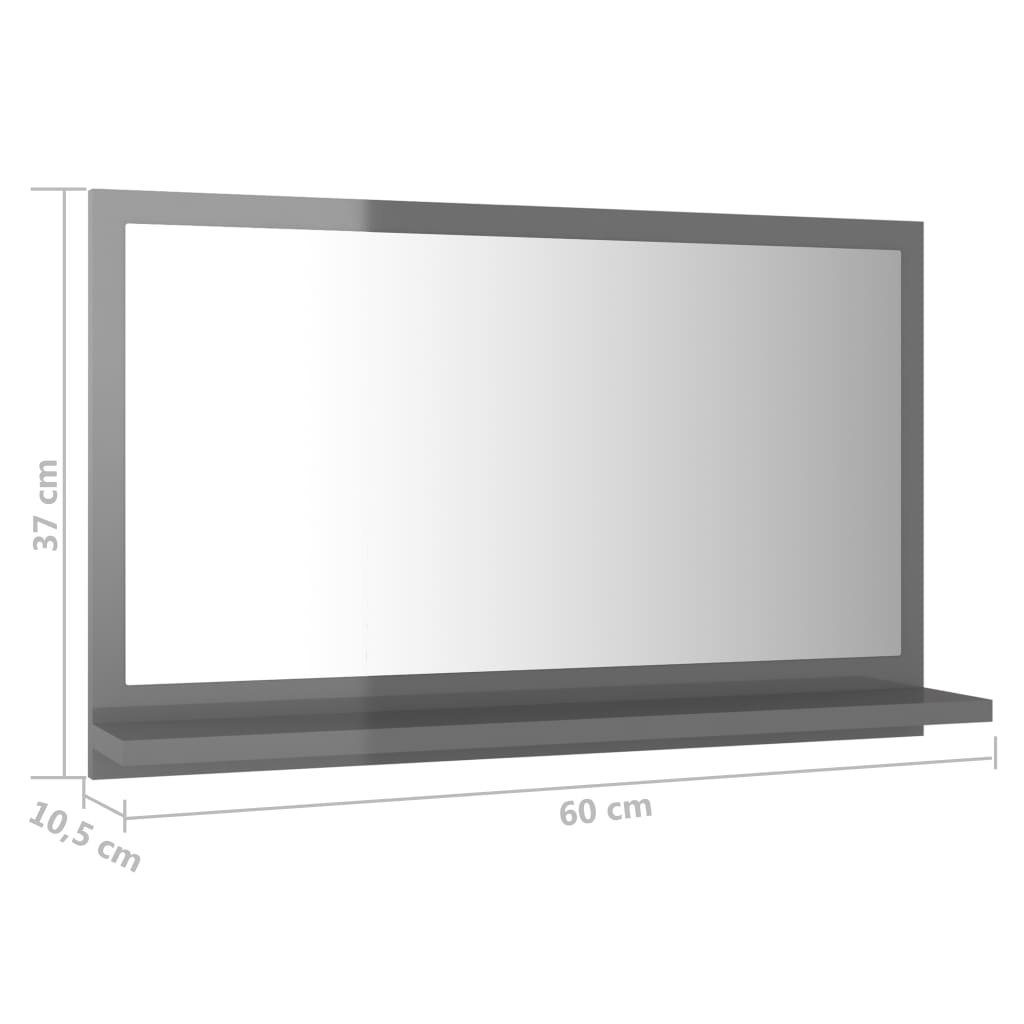 60x10,5x37 (1-St) cm Badspiegel Holzwerkstoff Badezimmerspiegelschrank Hochglanz-Grau vidaXL