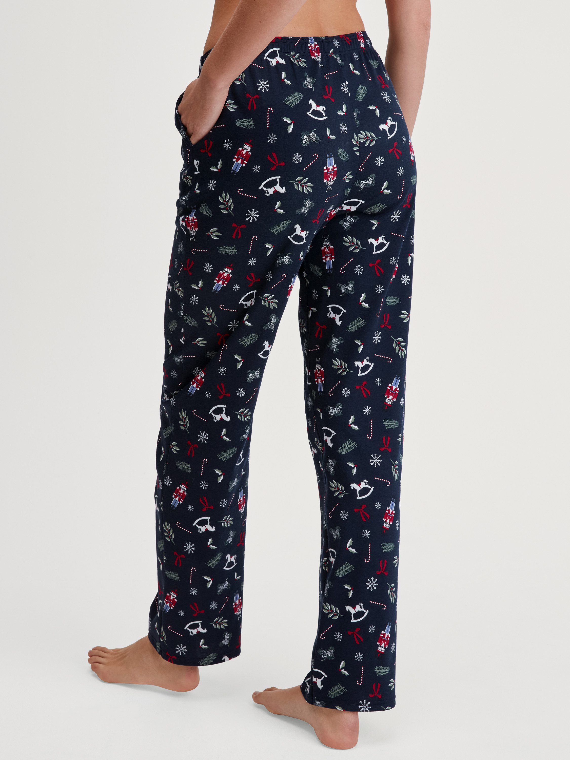 CALIDA Pyjamahose Favourites Damen (1-tlg) mit Seitentaschen, aus 100% dicker Bio-Baumwolle, wärmend