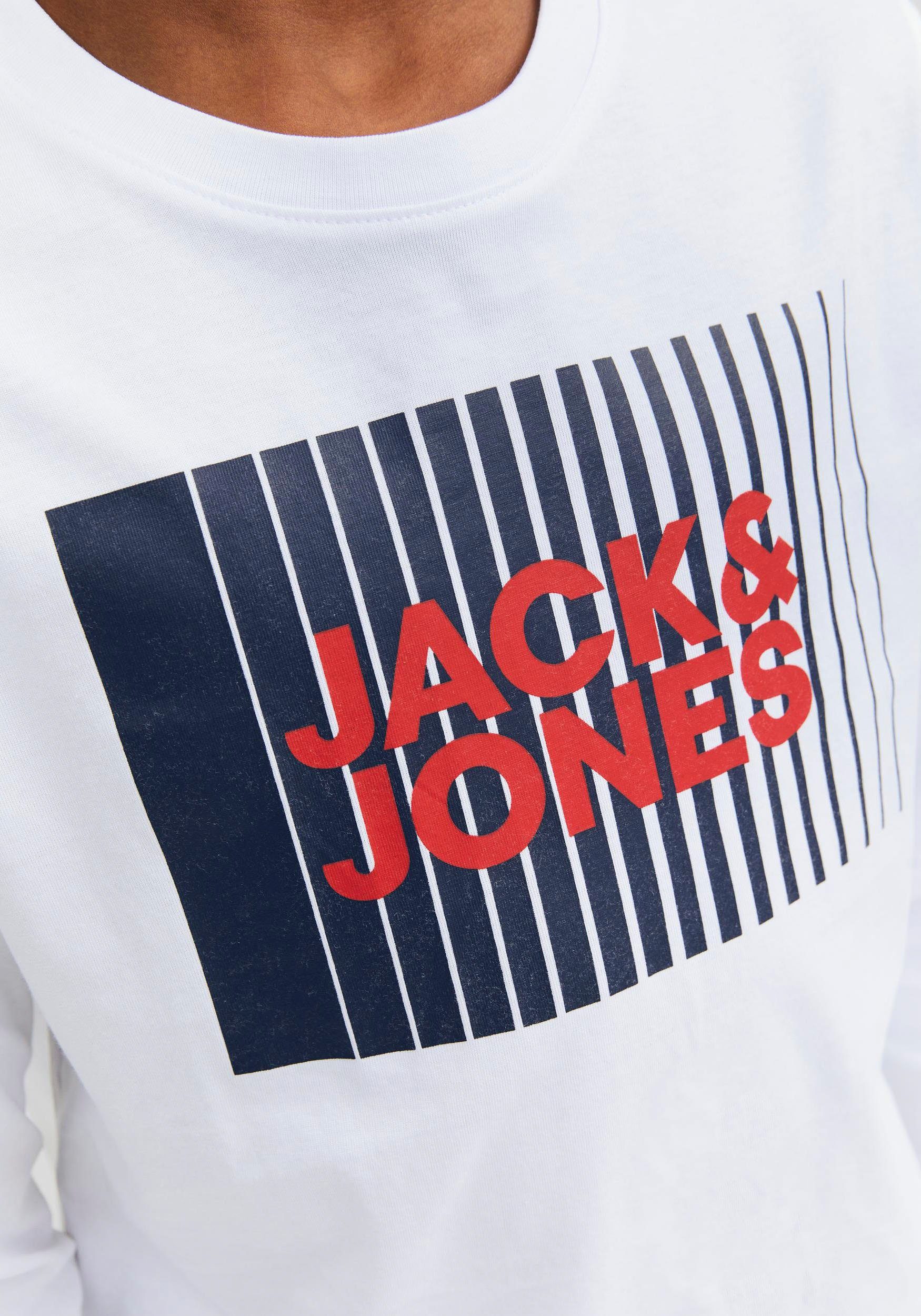 Jack & Jones Junior Langarmshirt PLAY NOOS LOGO TEE O-NECK JJECORP White LS JNR