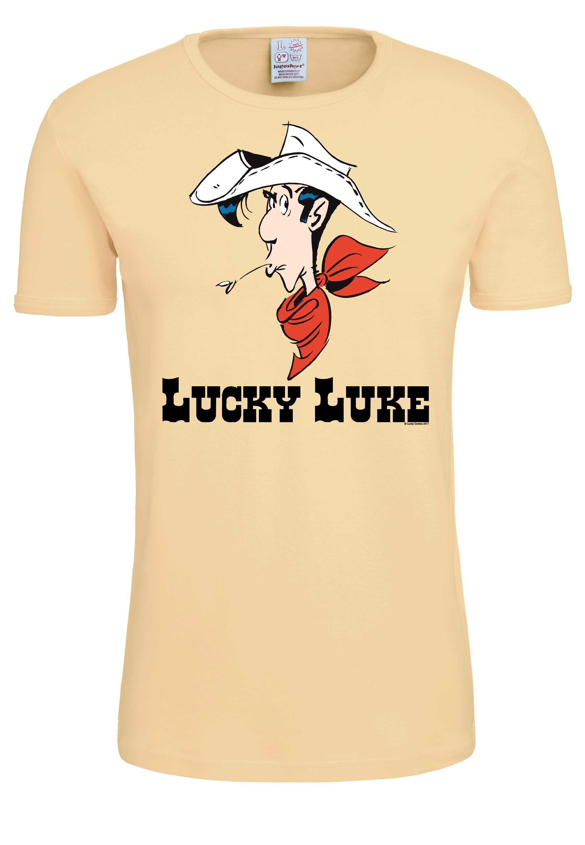 LOGOSHIRT T-Shirt Lucky Luke Portrait mit coolem Print, Angenehmer Rundhals  für einen zeitlosen Look