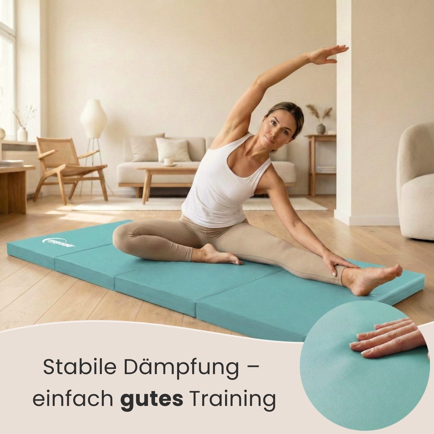 eyepower Weichbodenmatte 180 x 60 x 5 cm - XL Turnmatte für Zuhause - Faltbare Gymnastikmatte (1-St), Bodenturnmatte - Klappbare Fitnessmatte - Fallschutzmatte für Kinder