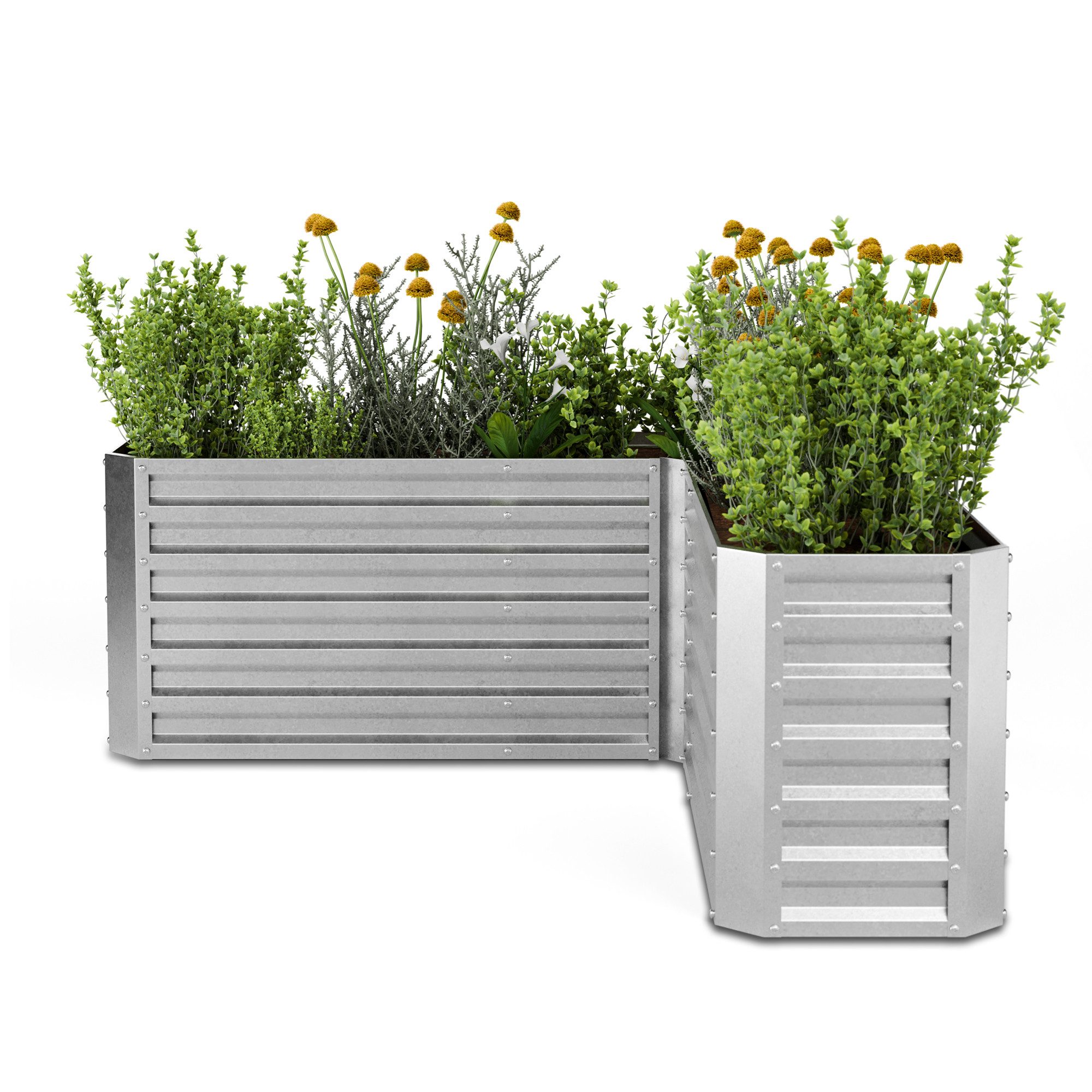 blumfeldt Hochbeet High Grow Hochbeet L-Form (Set), Pflanzkübel Outdoor Balkon außen L form Stahl Garten