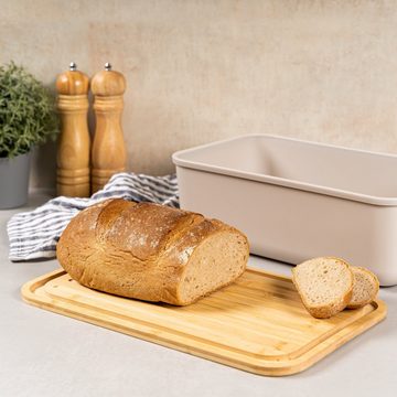 bremermann Brotkorb Brotkasten mit Bambus-Deckel, Brotbox, Schneidebrett, Brottopf, grau