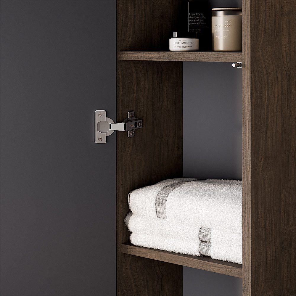 Lomadox Hochschrank TEMUCO-56-WALNUT in Walnuss mit Rahmenfräsung, 30 cm breit, grifflos – Bild 3 von 5