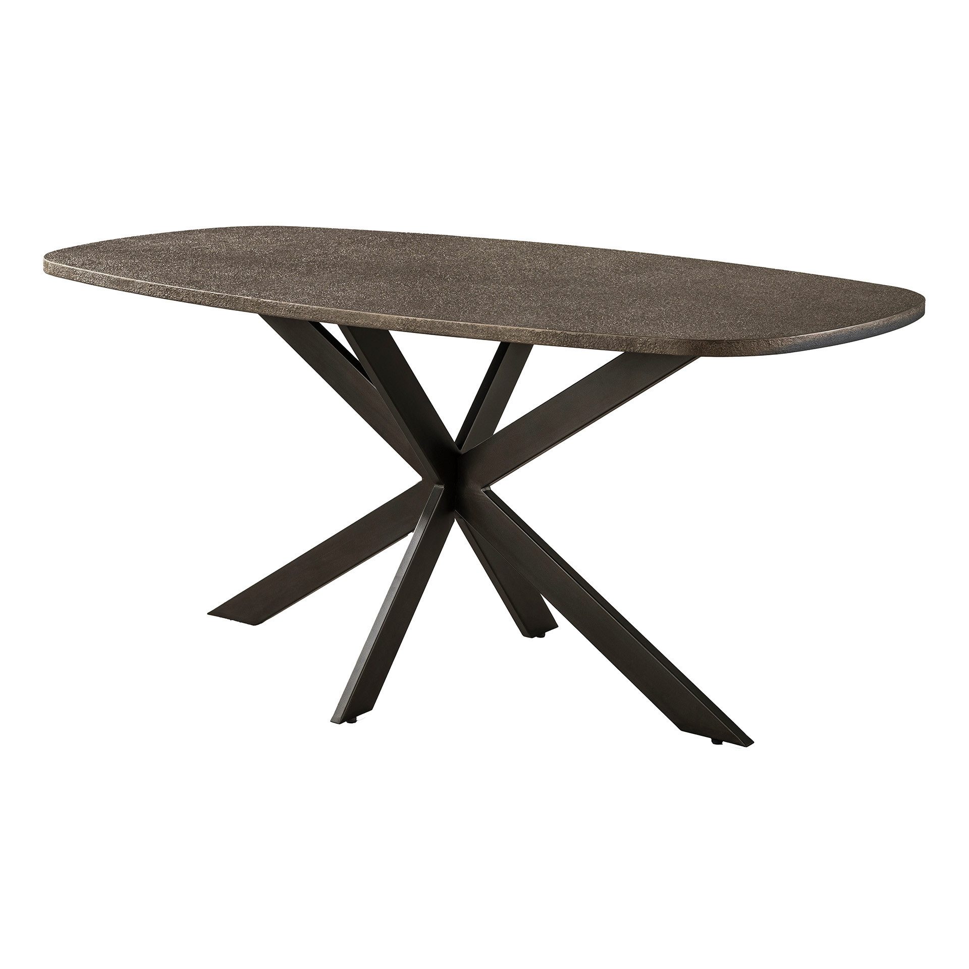LEVEN Lifestyle Esstisch Esszimmertisch SKAGEN oval mit dänisch ovaler Tischplatte bronze, bronzefarbener Liquid-Metal-Beschichtung - Größen: 180 oder 215 cm