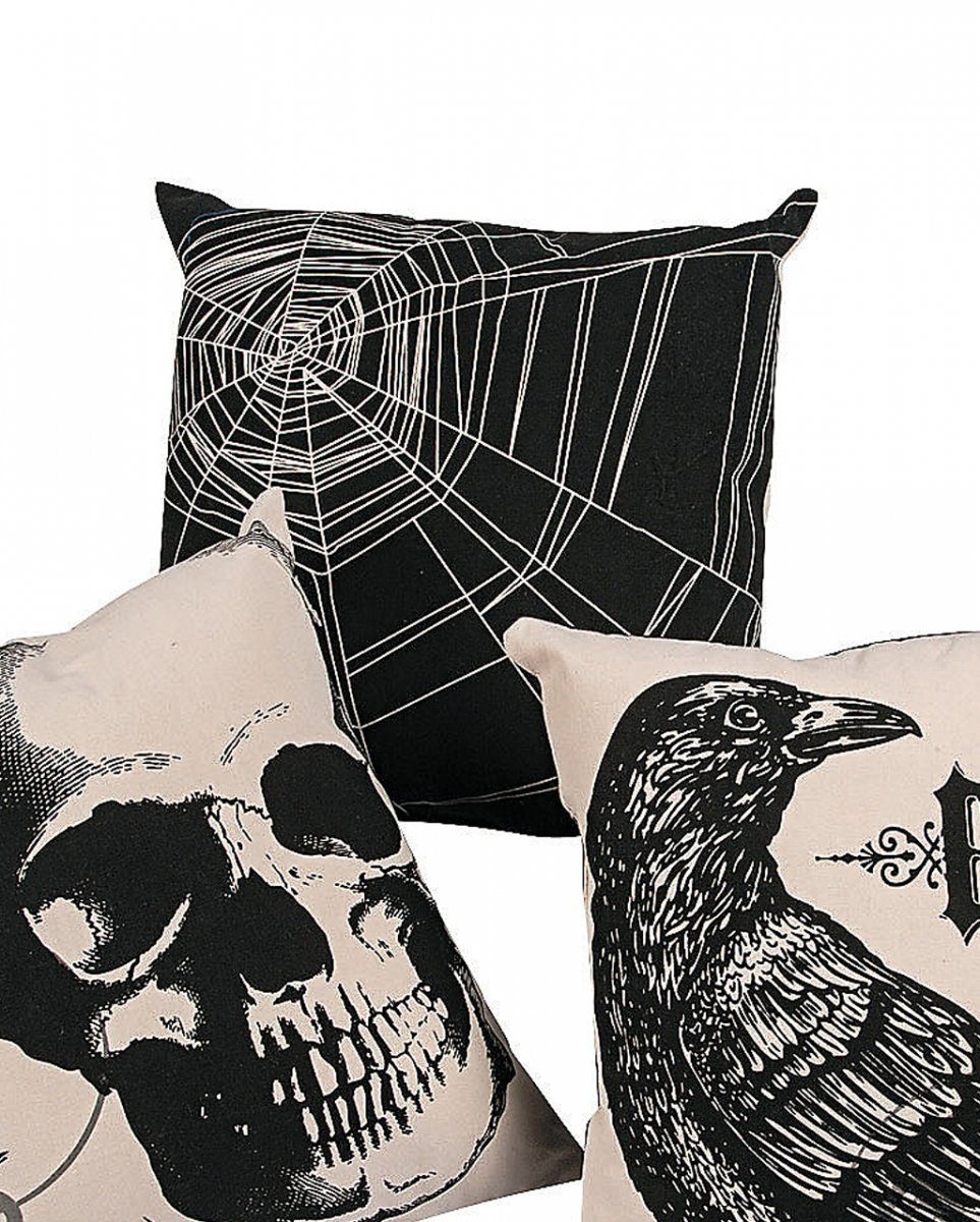 Tagesdecke Halloween Подушки mit Spinnweben im Vintage Look, Horror-Shop