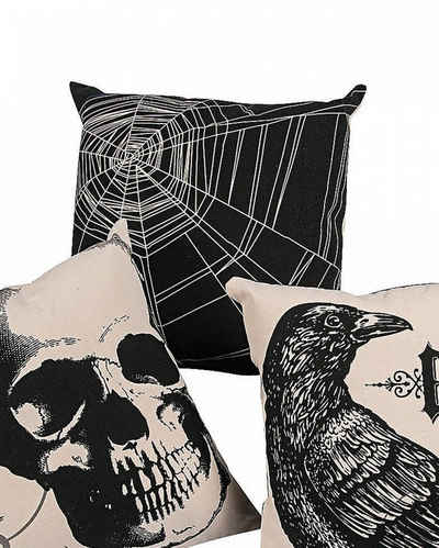 Tagesdecke Halloween Kissen mit Spinnweben im Vintage Look, Horror-Shop
