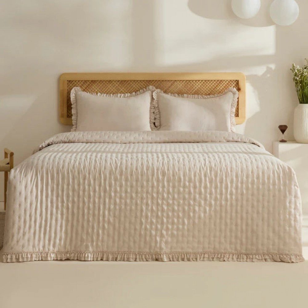 Karaca Tagesdecke Fiona Bettüberwurf-Set Beige 230x240 günstig online kaufen