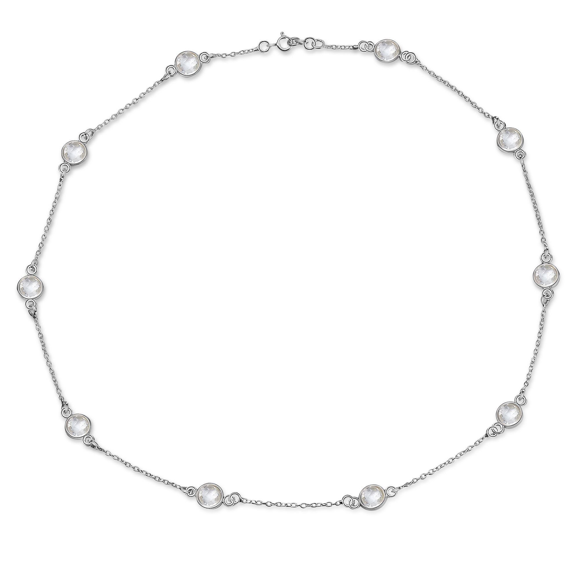 AILORIA Silberkette LAVANDE Halskette Silberkristall (1-tlg), 925 Sterling Silver mit 10 Edelsteinen