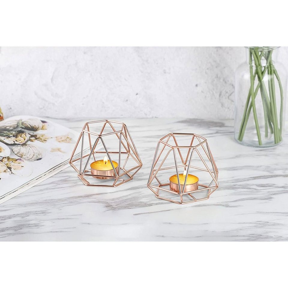 ECHTWERK Teelichthalter Vintage Small, Weihnachtsdeko (Set, 2 St), moderner  Kerzenhalter aus Eisen, geometrisches Design, Höhe ca. 8,3 cm, Variabel  einsetzbares Teelicht-/ Kerzenhalter Set im stilvollen Retro-Design
