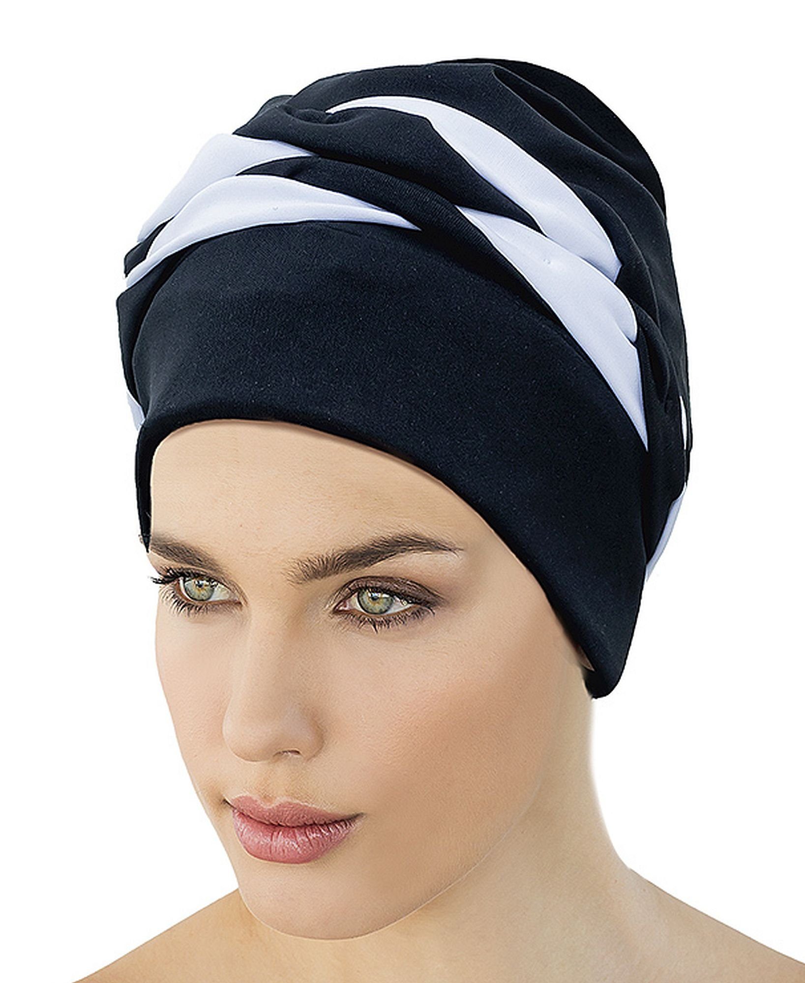 Fashy Badekappe Fashy - Badehaube Badekappe Bademode Damen Schwarz Weiß 3493-20