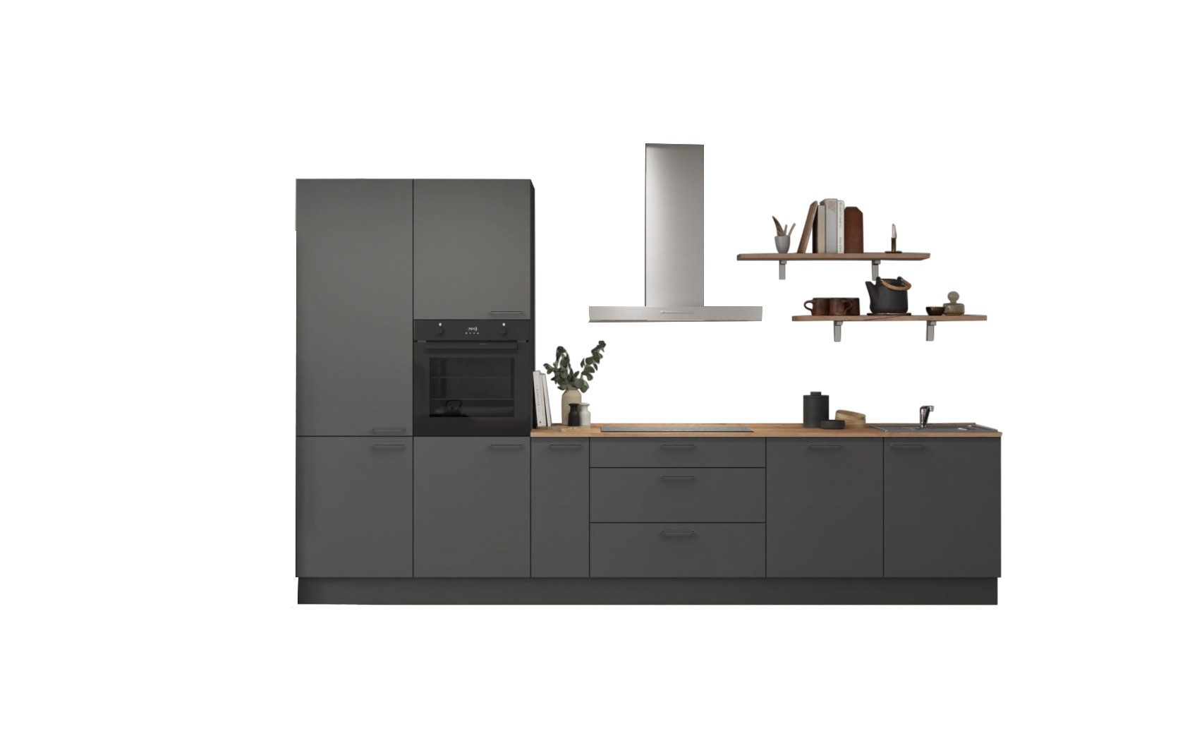 nobilia® Küchenzeile Elda, individuell anpassbar, gratis Küchenplanung mit Profis, (Breite 360 cm), vormontiert, wahlw. mit E-Geräten, inkl. Lieferung