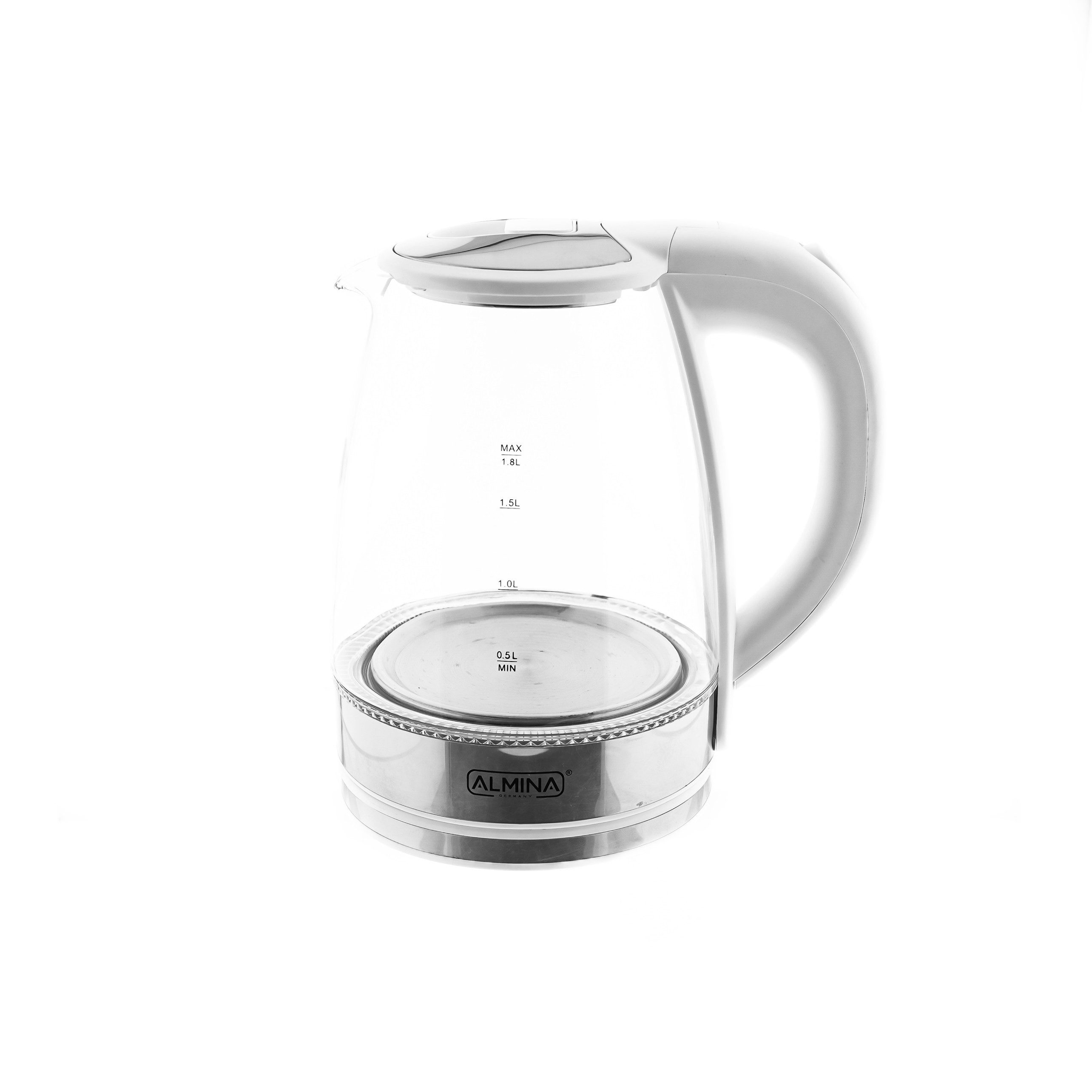Wasserkocher 1,8 Liter Glaswasserkocher mit Wasserstandsanzeige LED-Beleuchtung