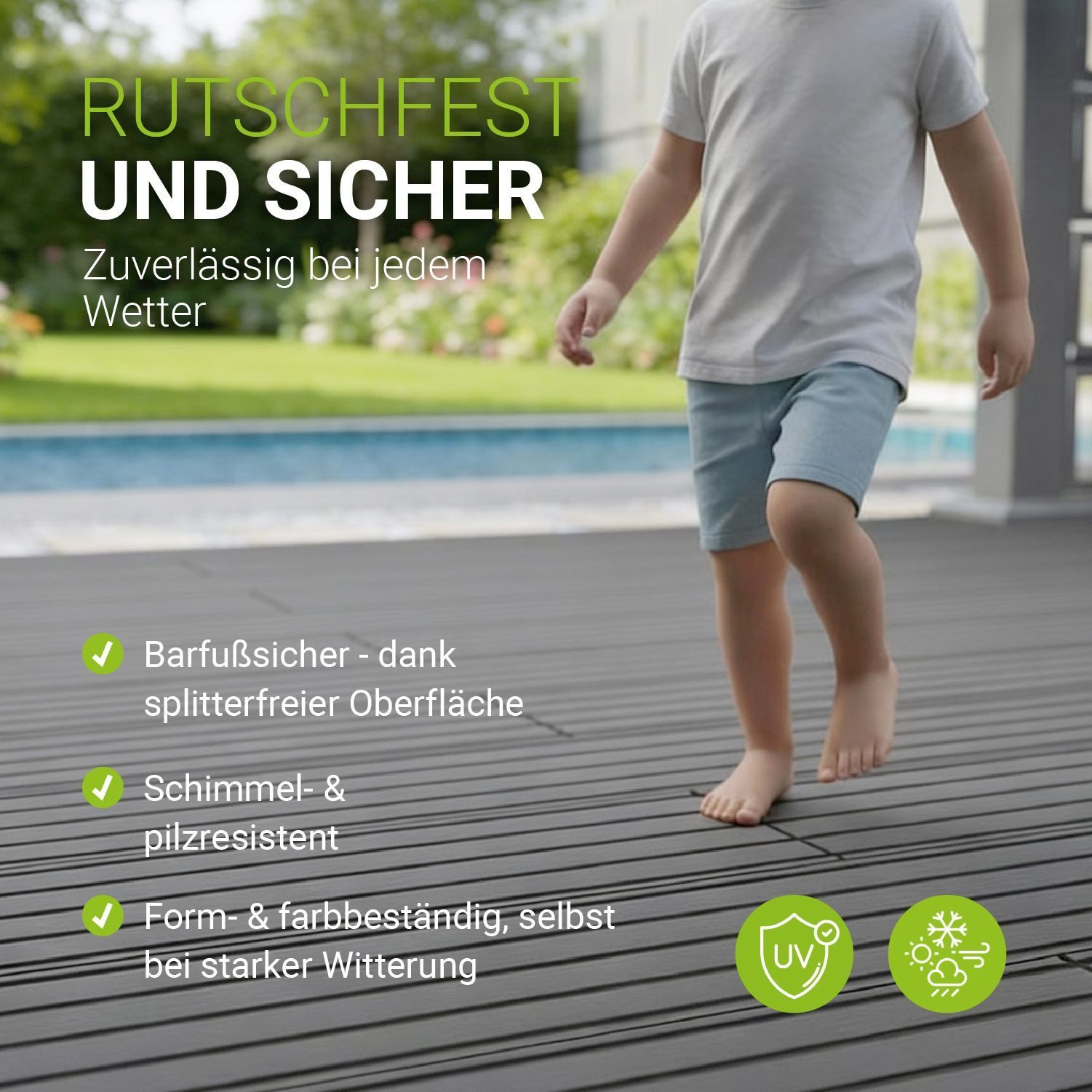 Juskys Terrassendielen, 20 m², BxL: je 14.6x220 cm, (60-St., 20 m), 20 m², Witterungsbeständig, Raue Oberfläche, 330 kg/m² belastbar