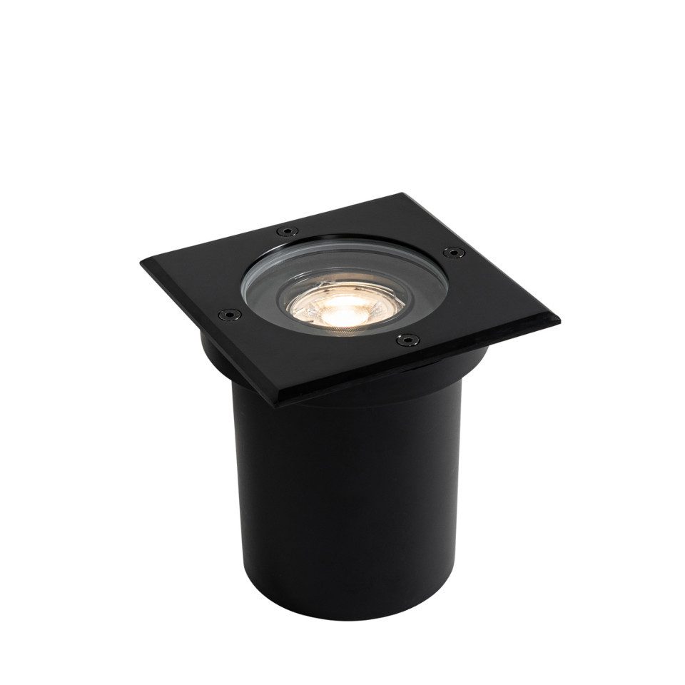 Qazqa LED Einbaustrahler 107591, ohne Leuchtmittel, Kaltweiß, QAZQA Außen Einbau­leuchte, gu10, Schwarz, Edelstahl, Modern