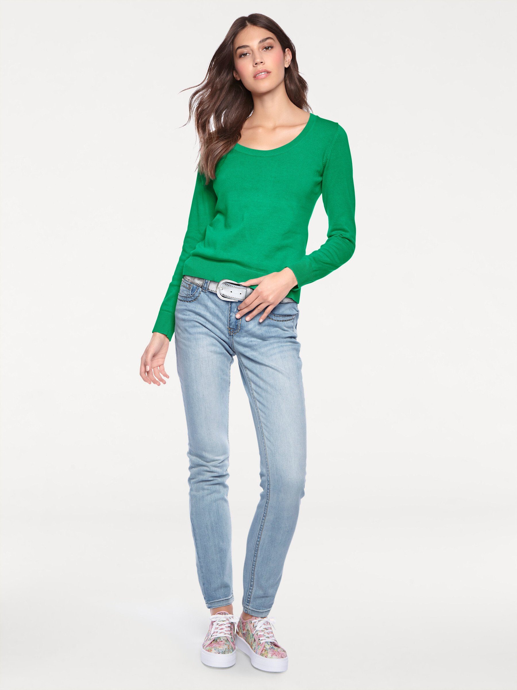 heine Strickpullover Rundhals-Pullover Langarm Feinstrick
