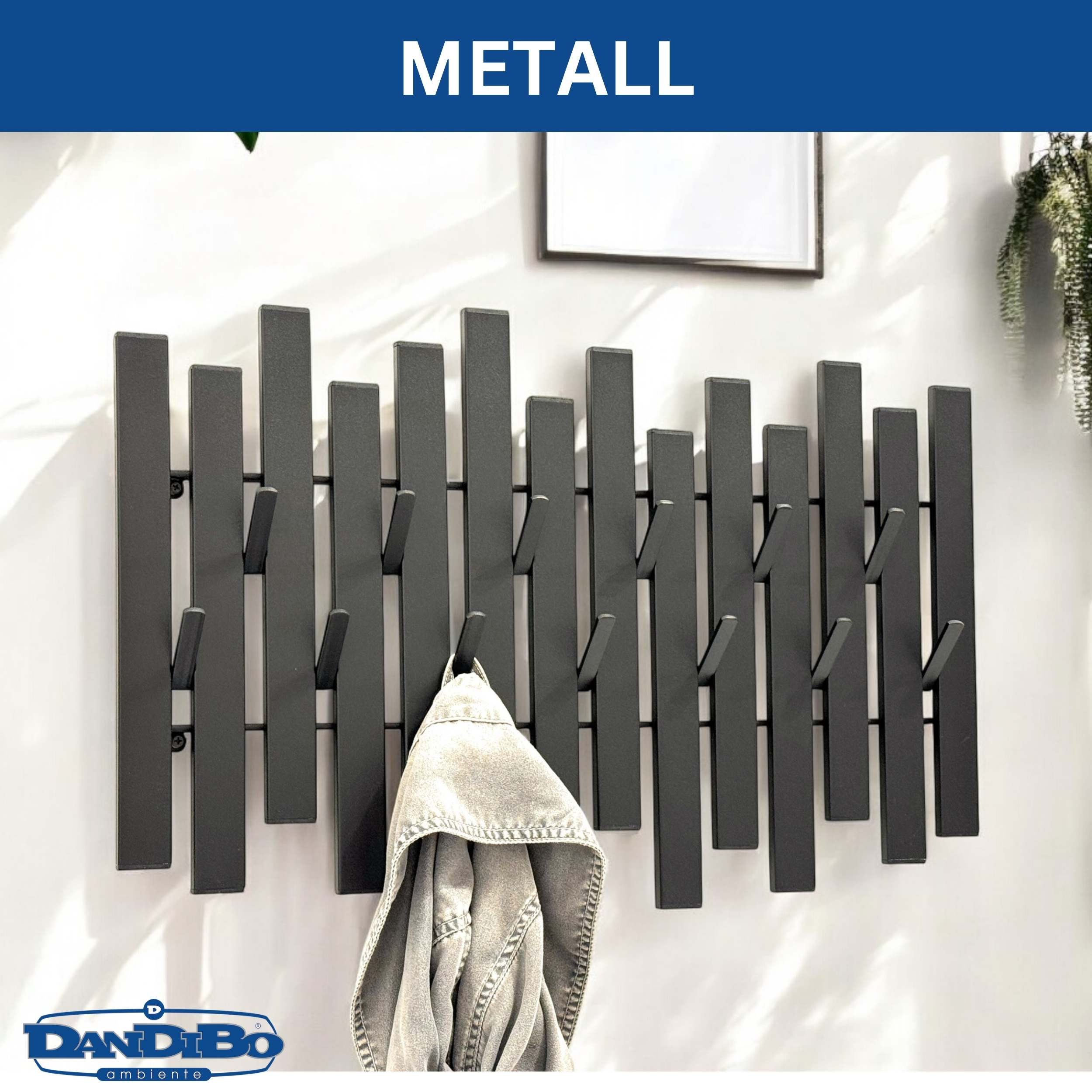 DanDiBo Wandgarderobe Schwarz Metall Modern 96637 Garderobe Wand mit Haken Garderobenleiste (Paneel), Hakenleiste Garderobenhaken Schmal auch als Handtuchhalter – Bild 5 von 5