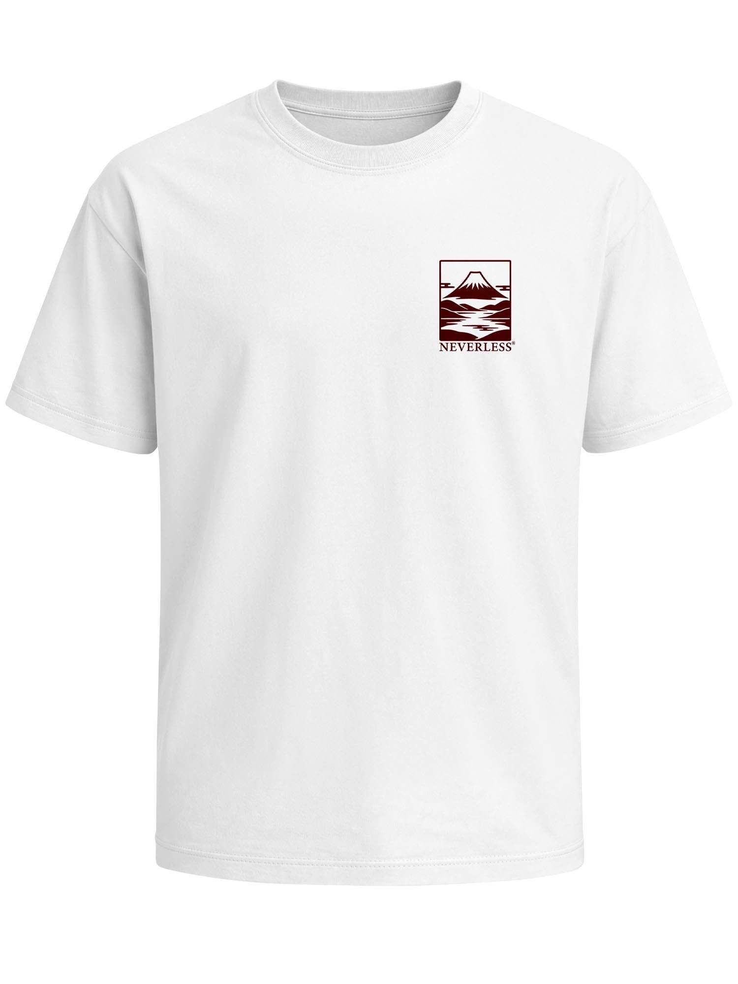 Neverless Oversize-Shirt Herren T-Shirt - Design Mount Fuji - Relaxed Fit Printshirt Sommer mit Print – Bild 3 von 5
