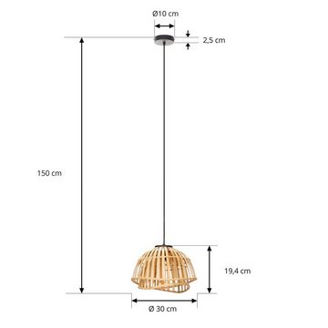 Lindby Hängeleuchte Dabila, dimmbar, Leuchtmittel nicht inklusive, Landhaus / Rustikal, Bambus, holz hell, 1 flammig, E27, Deckenlampe