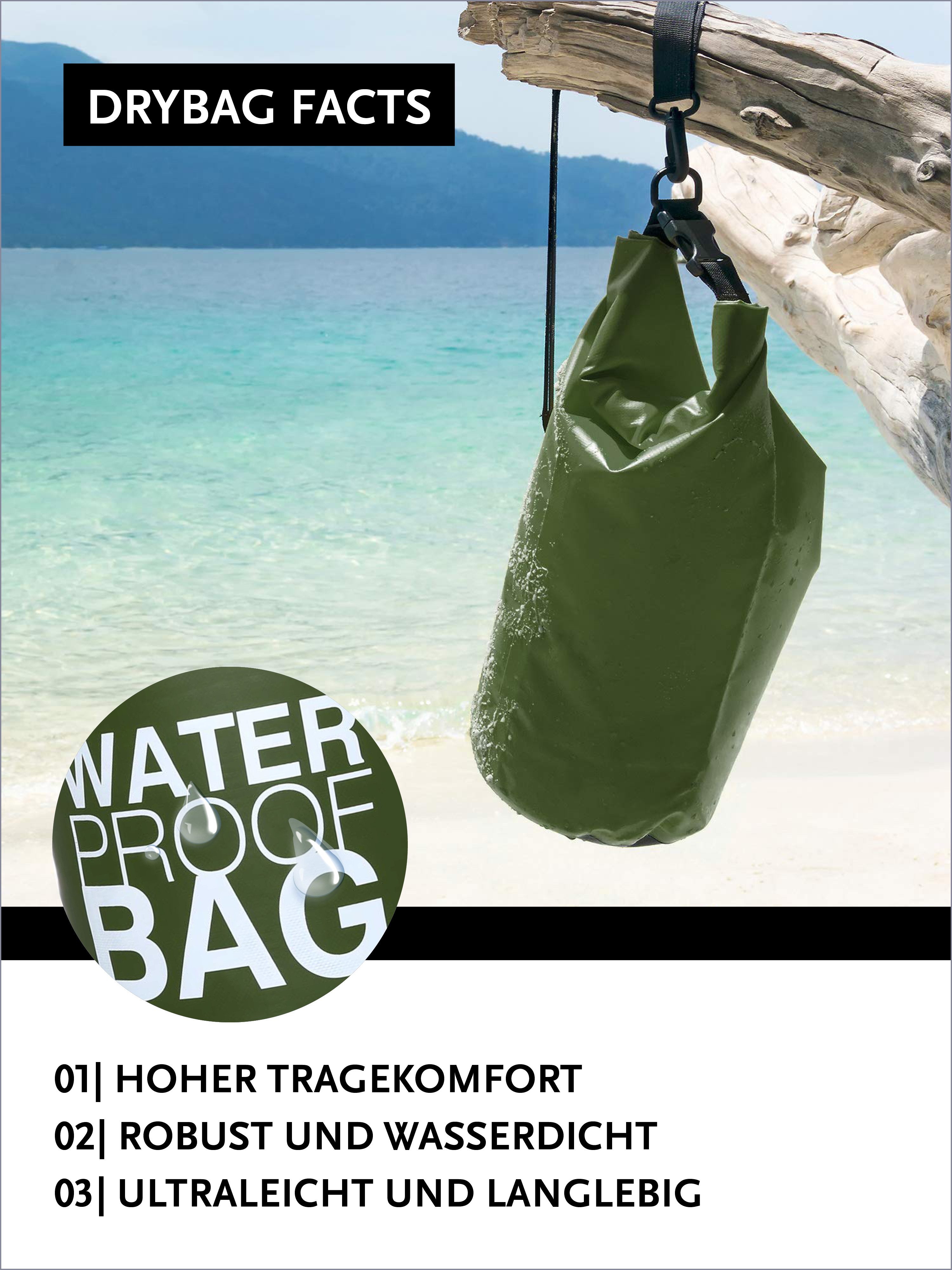 DonDon Drybag Beutel Trockentasche Trockenbeutel (1-tlg), wasserdichter outdoor Drybag – Bild 4 von 5