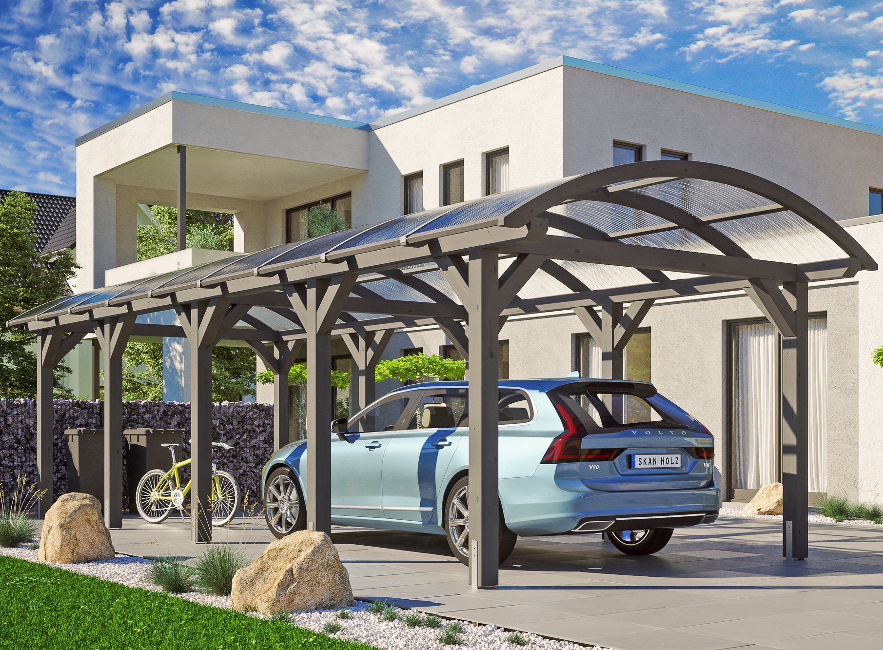 Skanholz Einzelcarport Franken, BxT: 376x969 cm, 220 cm Einfahrtshöhe | Carports