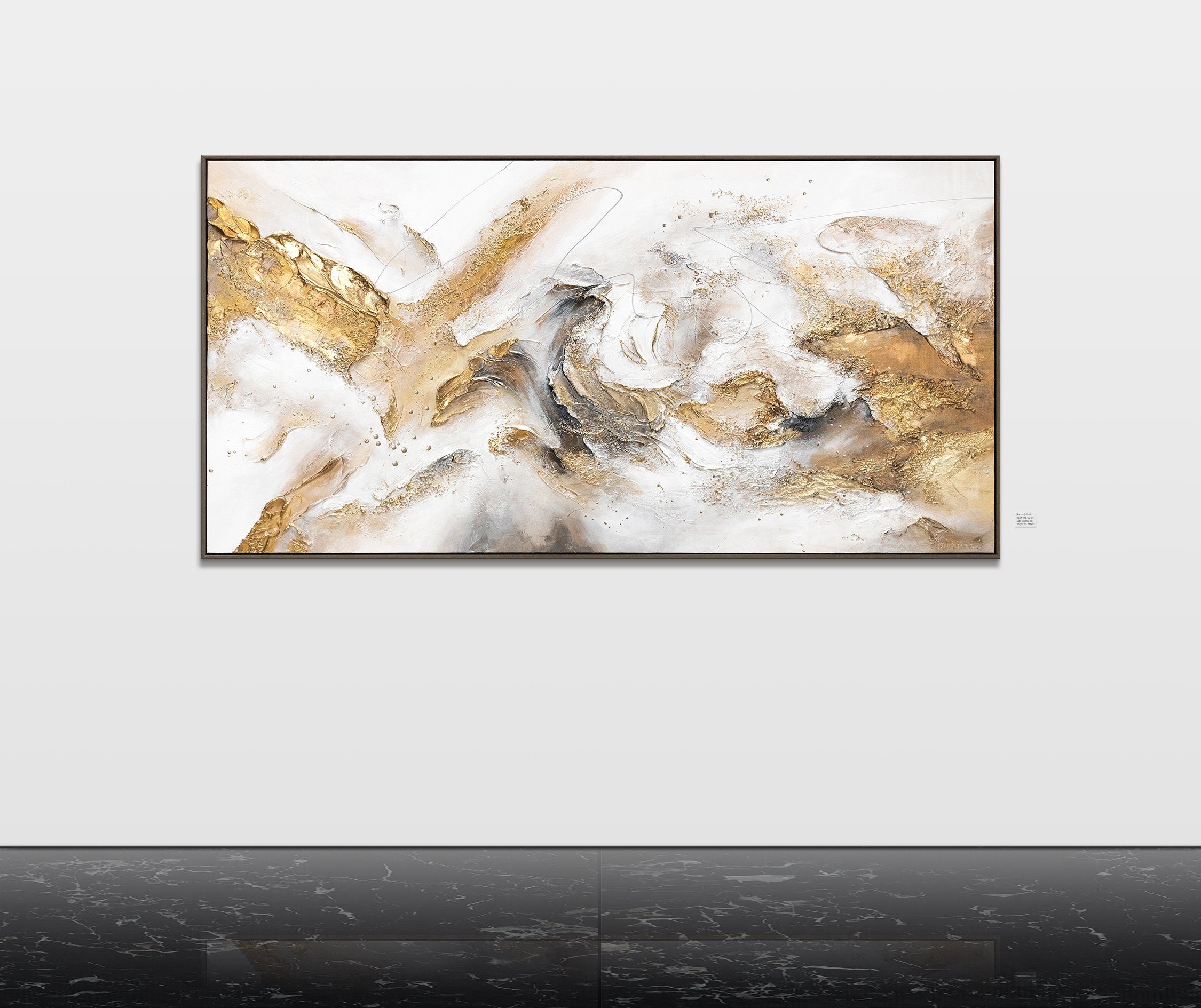 YS-Art Gemälde Konsonanz, Goldenes Rahmen Leinwand Abstraktes Bild Handgemalt mit
