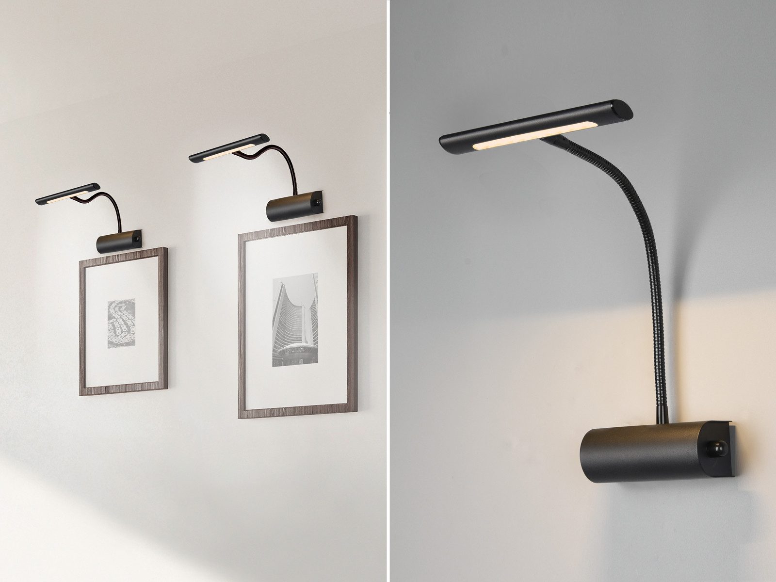 TRIO Leuchten LED Bilderleuchte, Dimmfunktion, LED fest integriert, Über Drehdimmer stufenlos dimmbar, Warmweiß, Wandleuchte zur gezielten Bilder-Beleuchtung mit Flex-Arm, Breite 18cm