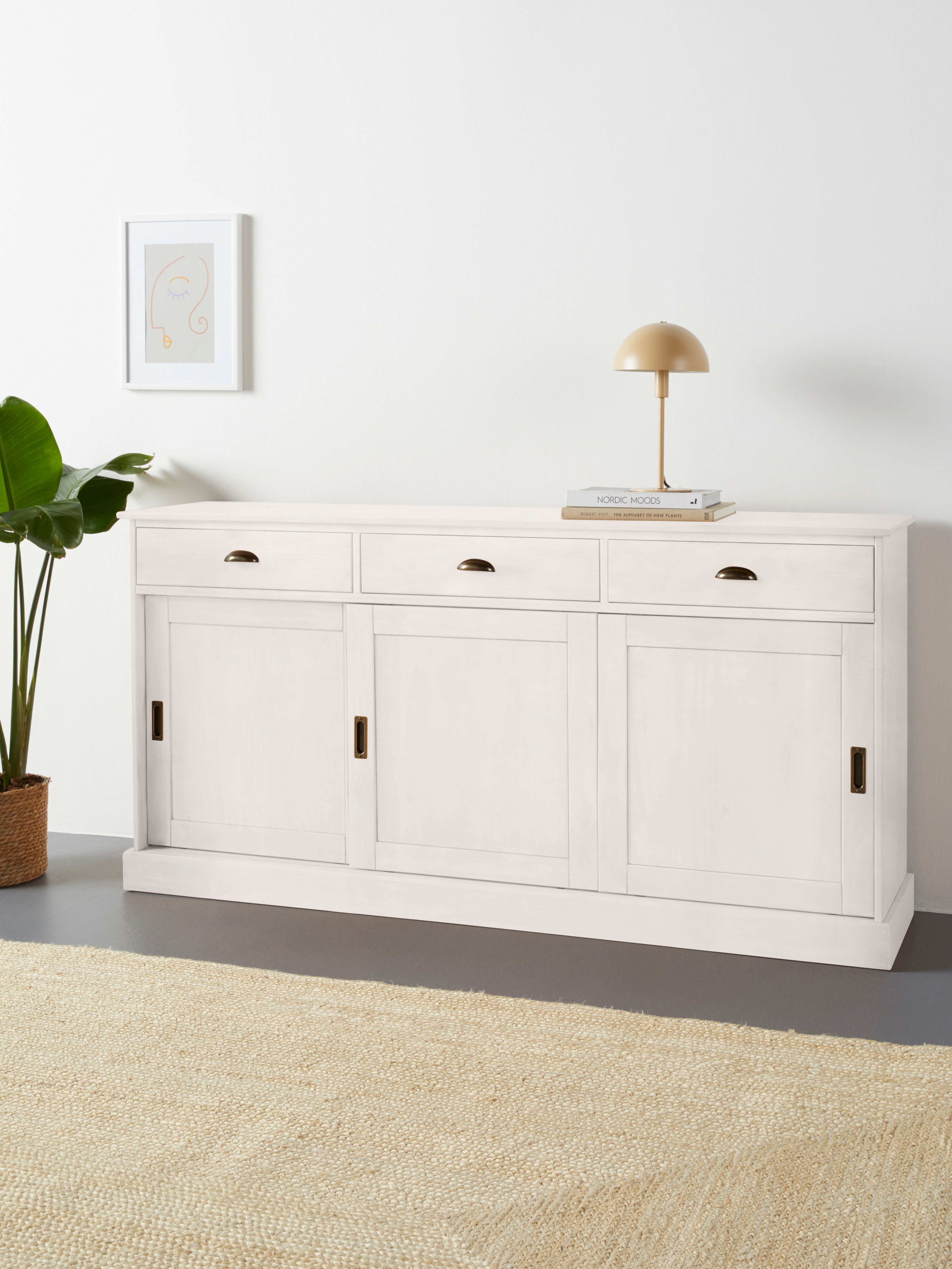 OTTO home Sideboard Schröder, Kommode, 3 Schiebetüren, 3 Schubkasten, aus massivem Kiefernholz