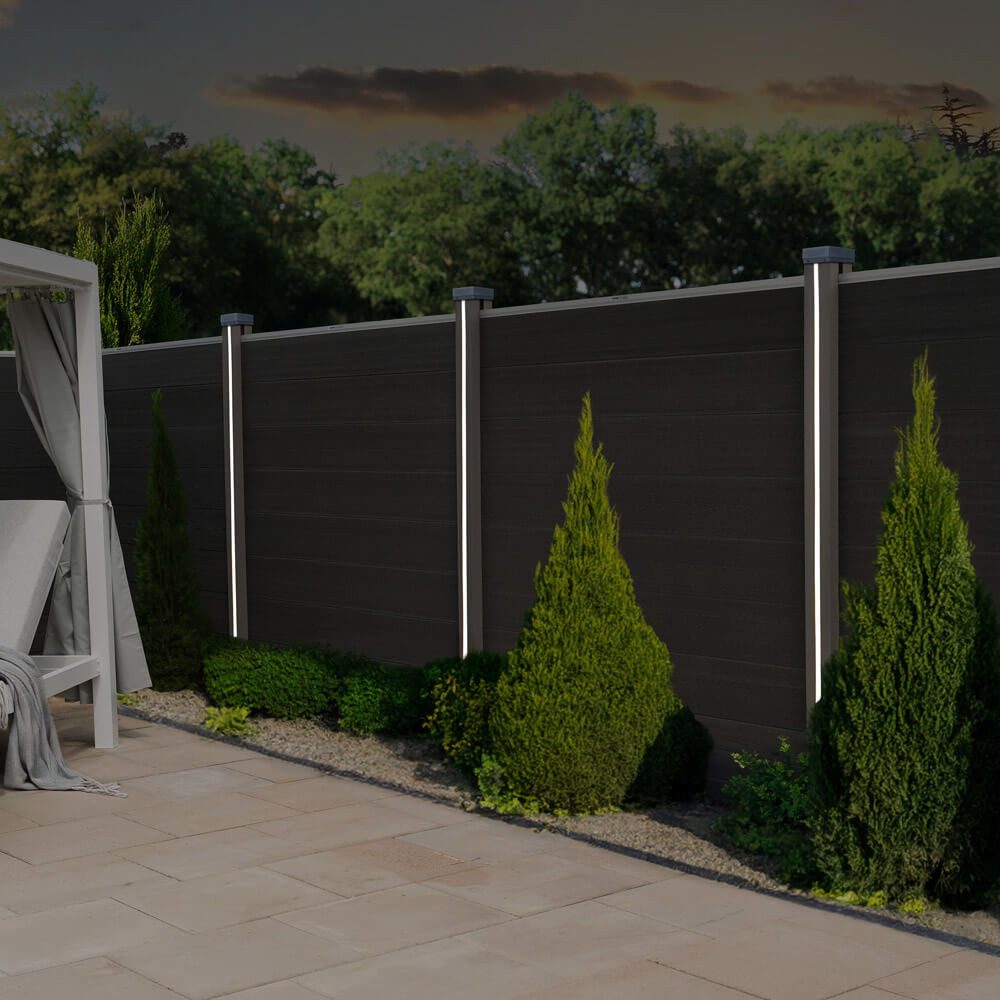 HOME DELUXE Zaunpfosten Nutleiste mit Solar LED Beleuchtung DINA DELUXE, (2-St), Kompatibel zu Sichtschutzzaun CALLADO