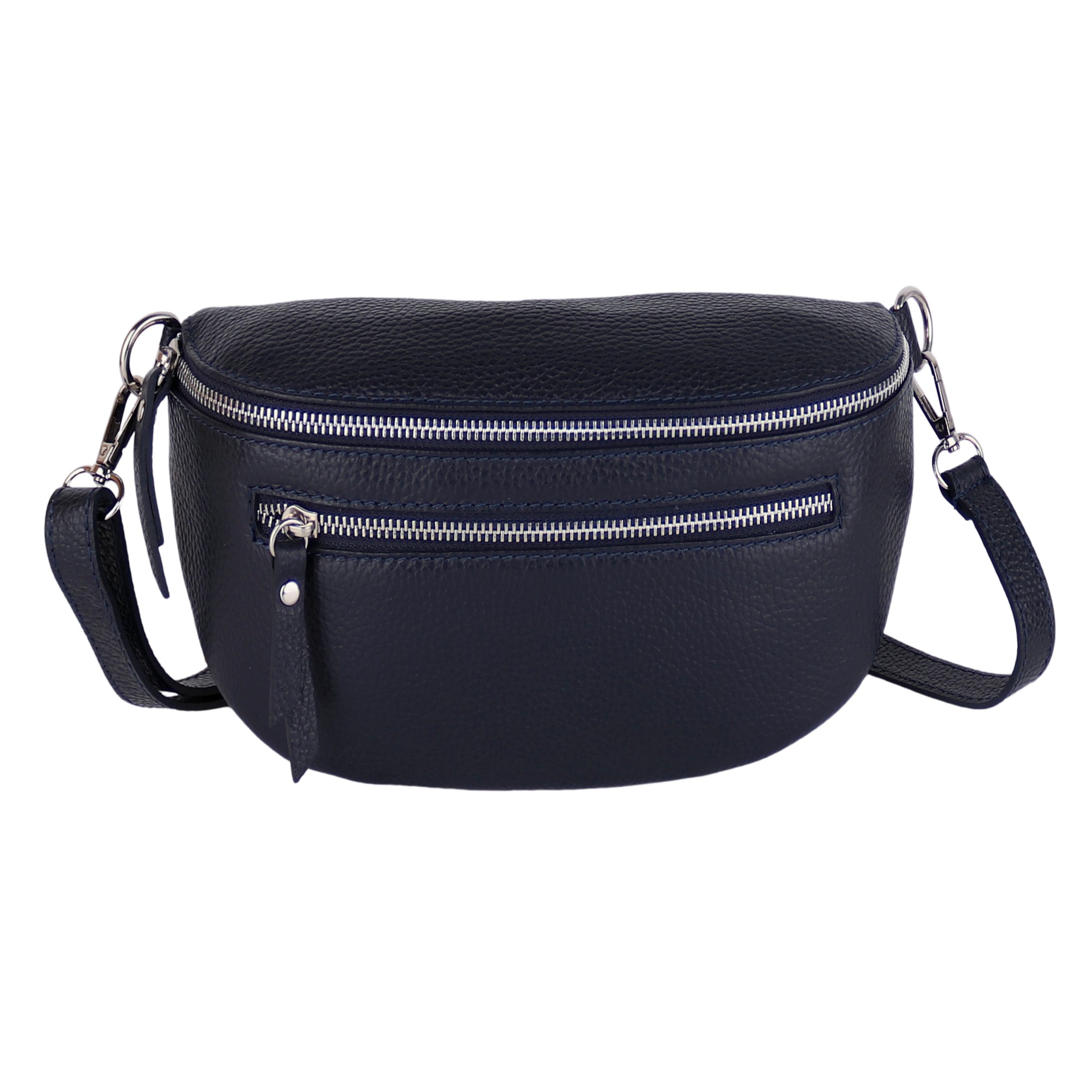 MIRROSI Bauchtasche Damen, Echtleder, Leder, Made in Italy, Umhängetasche, Brusttasche, (Schultertasche für jeden Anlass (1 Tasche & 1 Gurt), Mit zwei Reißverschlüssen), Crossbody Bag, verstellbaren Schulterriemen, Zwei Größen zur Auswahl