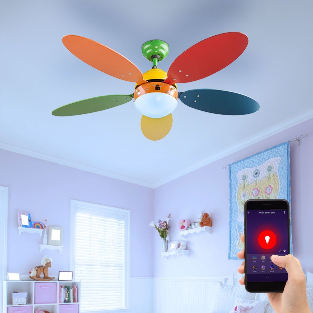 etc-shop Deckenventilator, Smart Kinder Decken Zimmer App Ventilator Zugschalter