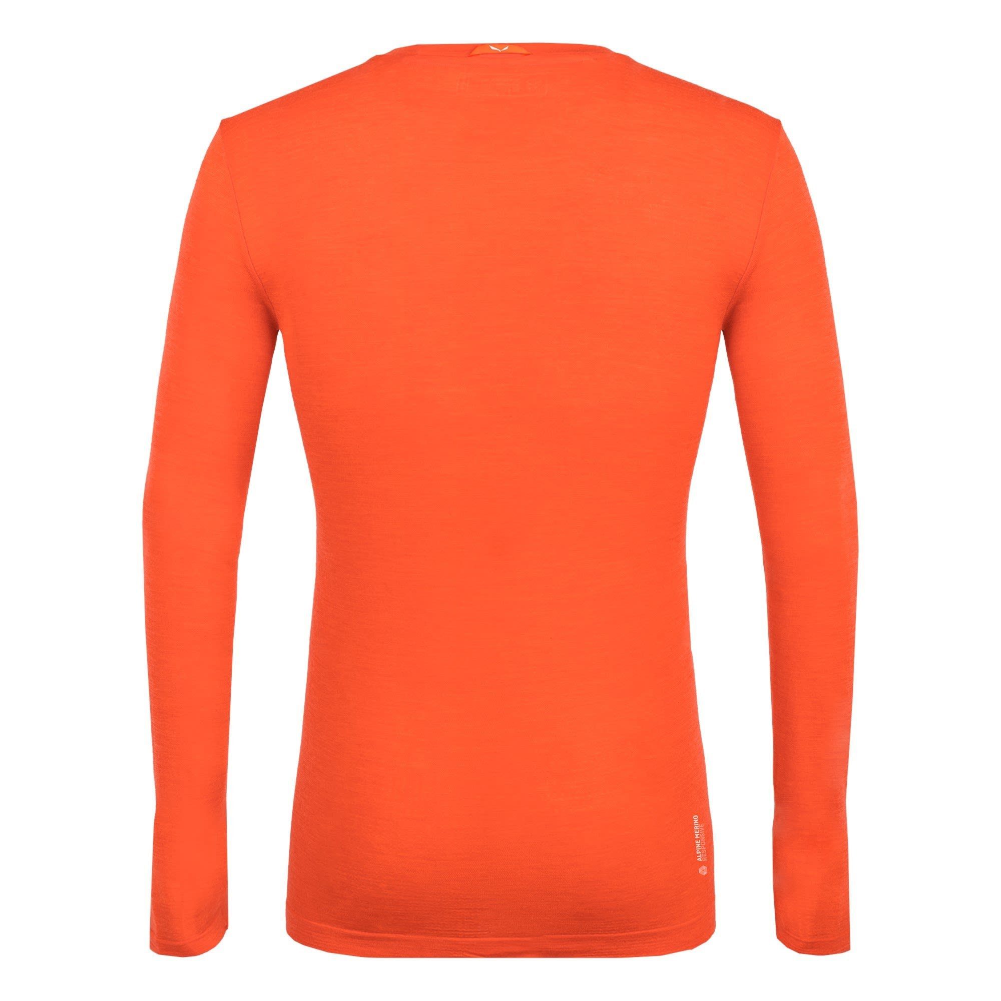 Red M Salewa Responsive Alpine L/s Langarmshirt Orange Fresh Zebru Merino Salewa