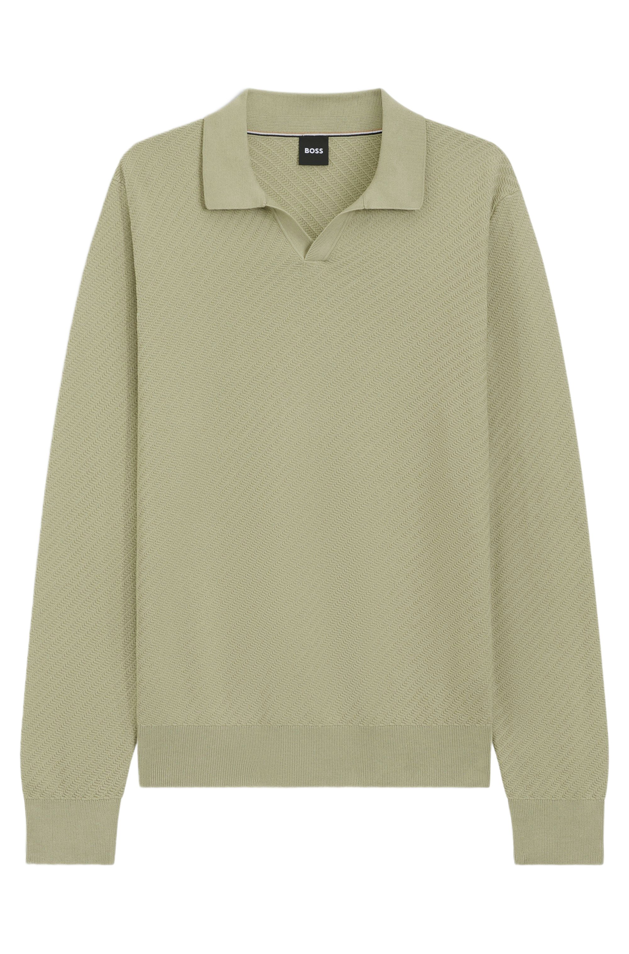 BOSS Strickpullover BOSS Men Black natur,Casual,Baumwolle,Strukturiert,Polokragen,Kurz,Regular Fit