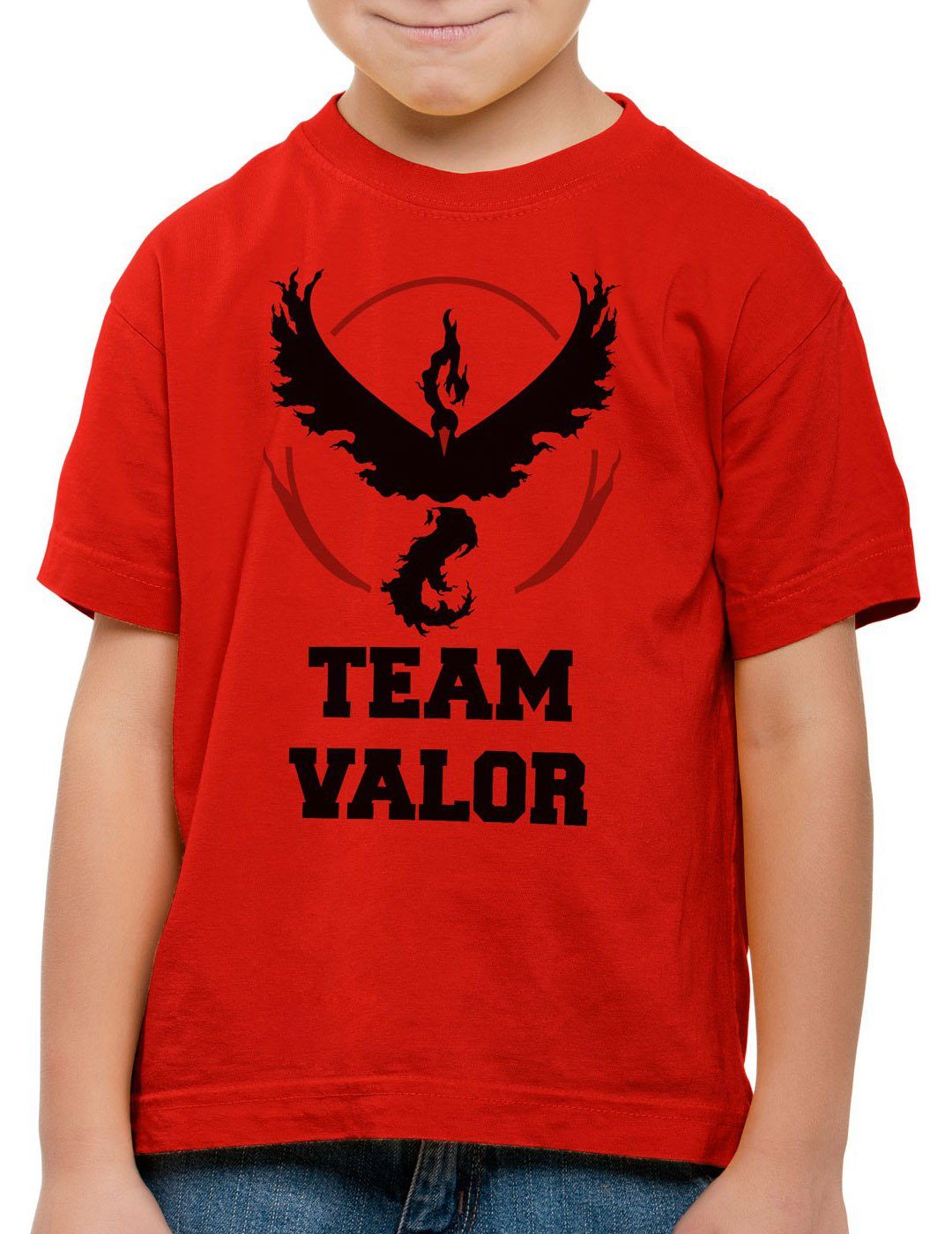 Team Valor Herren T-Shirt Rot Red Wagemut arena pokeball game go kampf poke ball