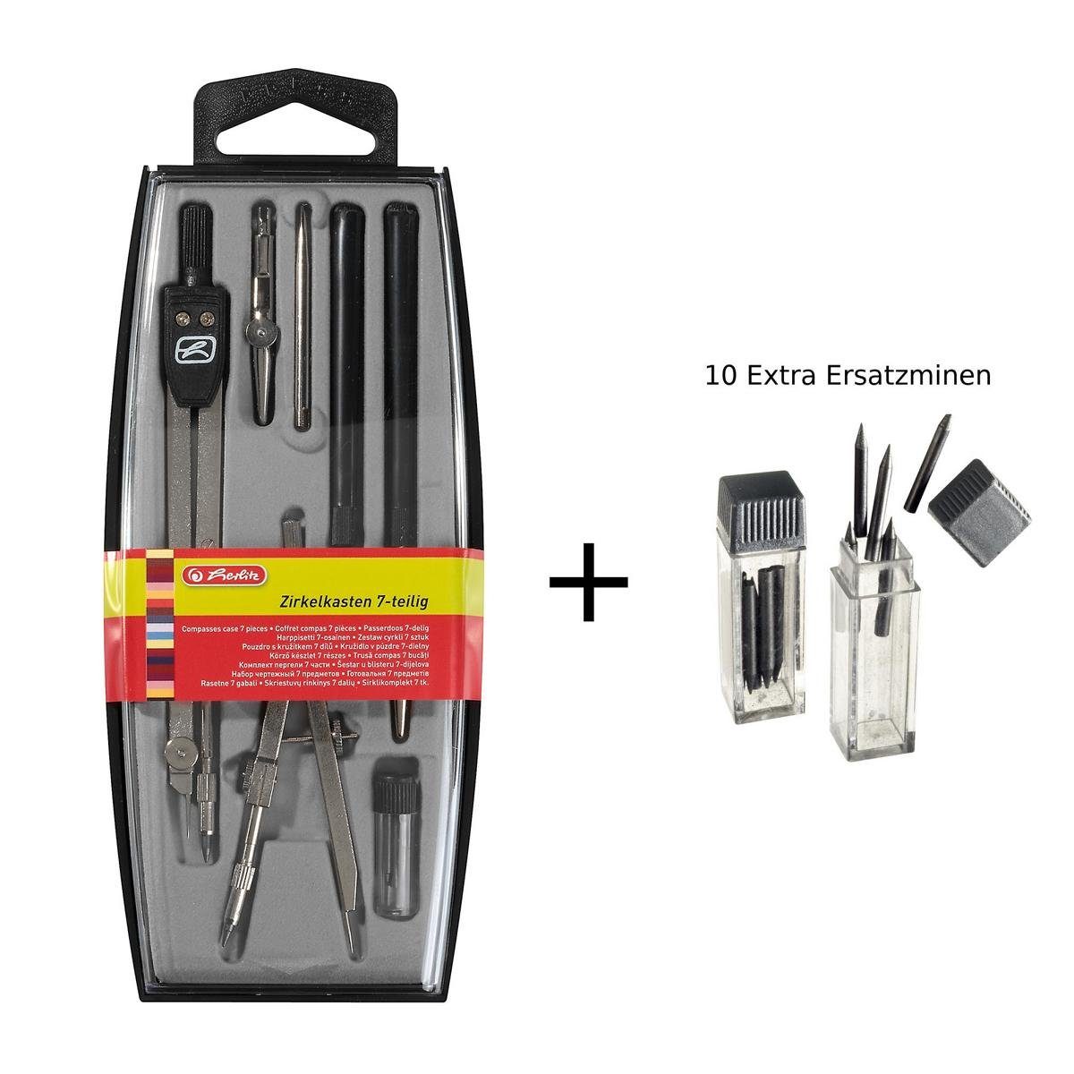 Herlitz Zirkel Herlitz Zirkelkasten / 7tlg. + 10 Extra Ersatzminen