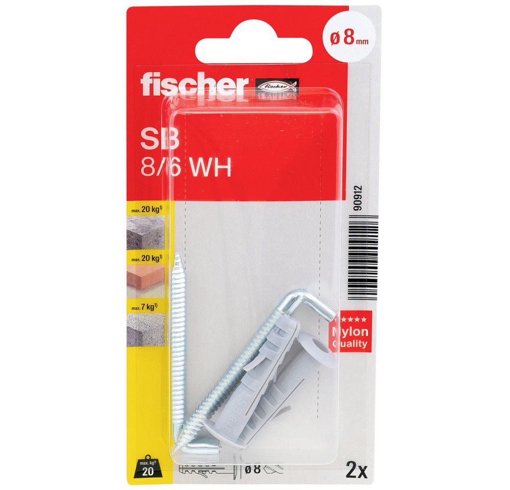 Thumbnail - Fischer Dübel-Set Fischer 090912 SB 8/6 WH K NV Dübel 40 mm 1 Set