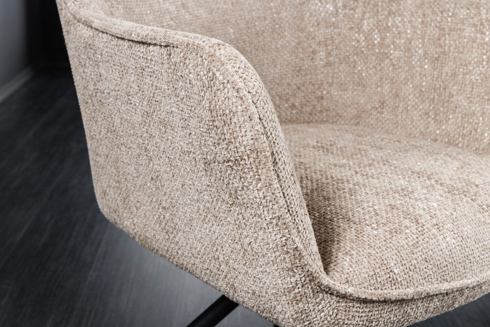 riess-ambiente Polsterstuhl VERONA champagner beige – Strukturstoff, mit Armlehne, Metallgestell (Einzelartikel, 1 St), 180° drehbar mit Auto-Return-Funktion –  – Bild 5 von 5