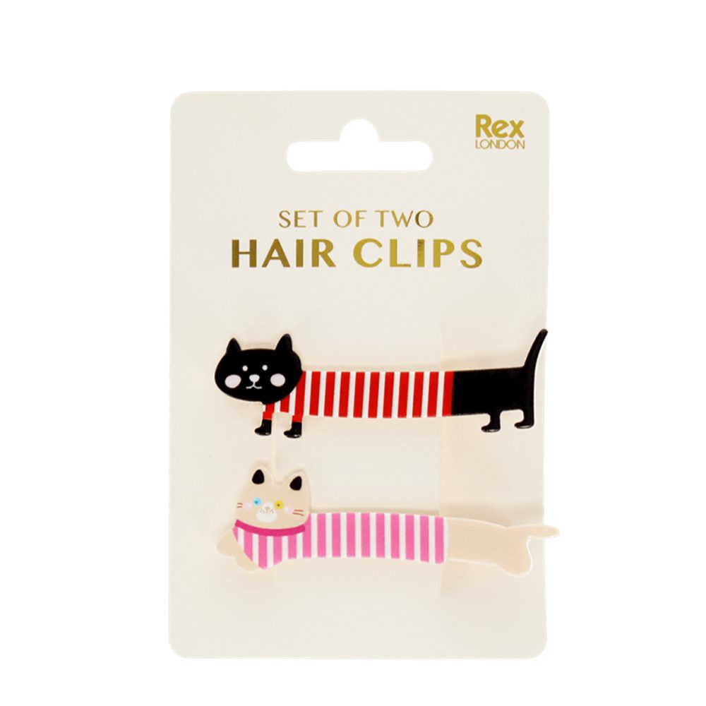 Rex London Haarspange Katzen, Haarklammer, 2-tlg., Set, ca. 2,2 x 7,1 x 1,4 cm