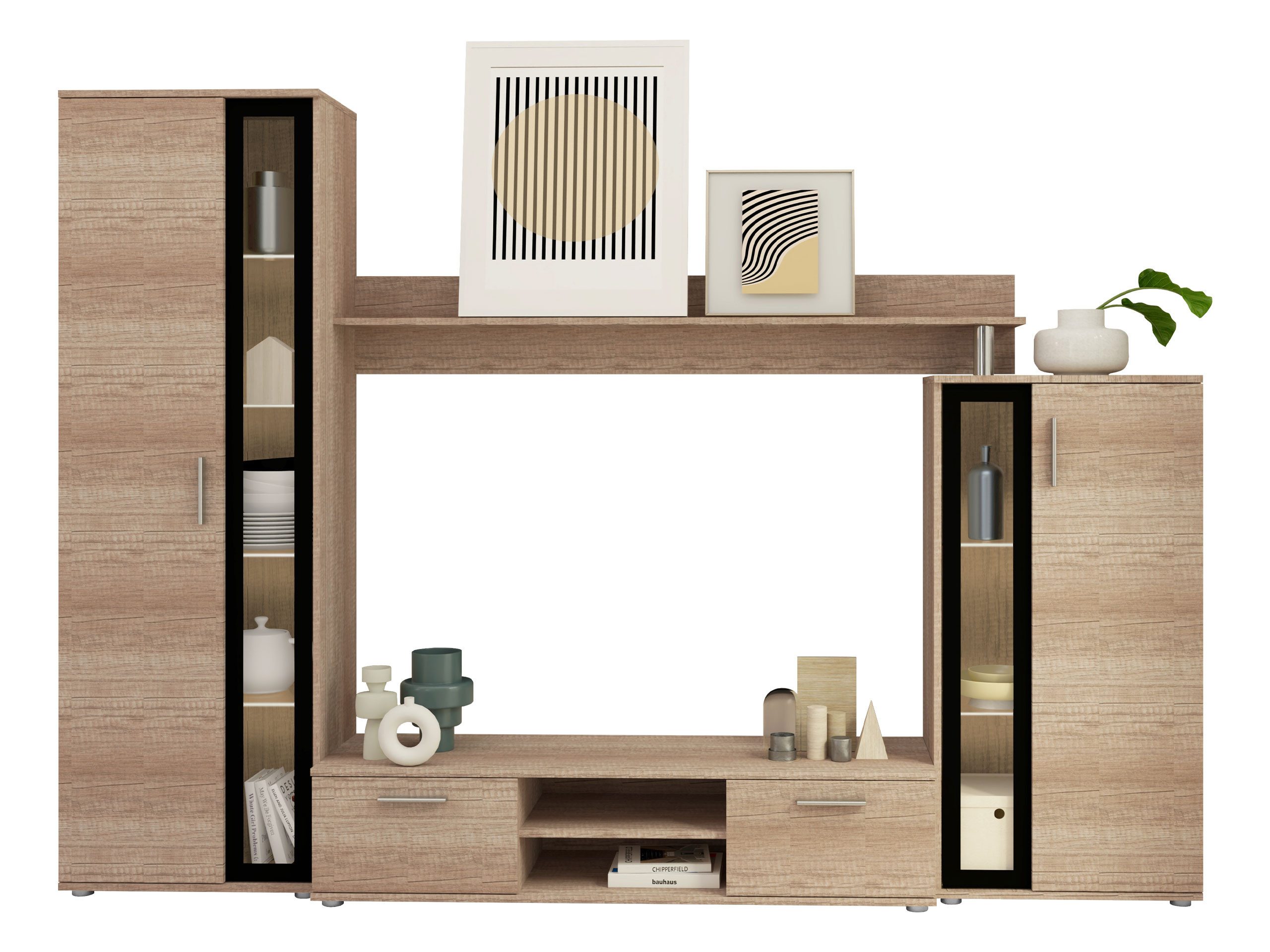 MIRJAN24 Wohnwand Bentley, (4er-Set, TV-Lowboard, Hochvitrine, Wandregal, V günstig online kaufen
