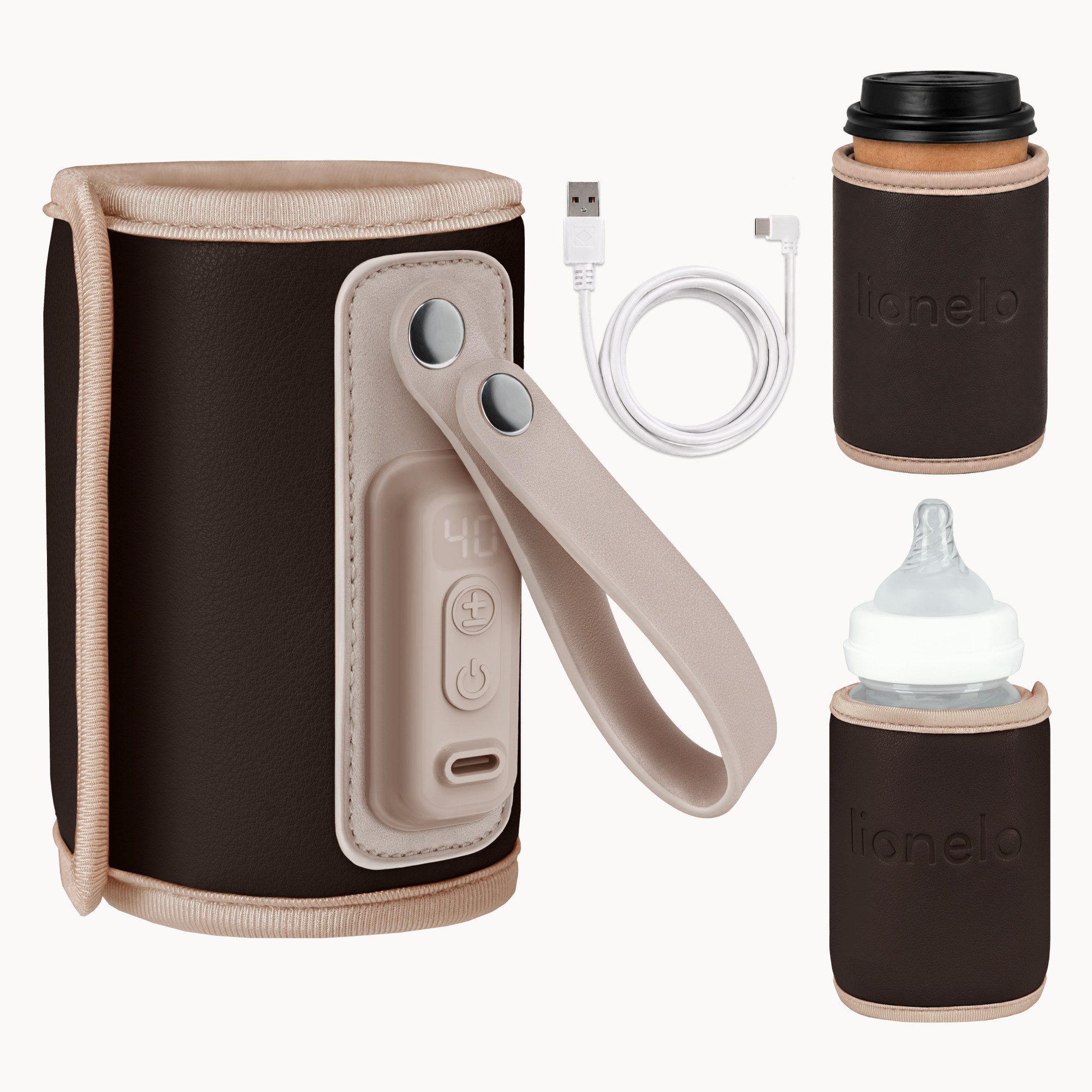 lionelo Babyflaschenwärmer THERMUP GO PINK BABY, USB-C/5 Temperaturen/bis 70 mm/Thermostat/100 g