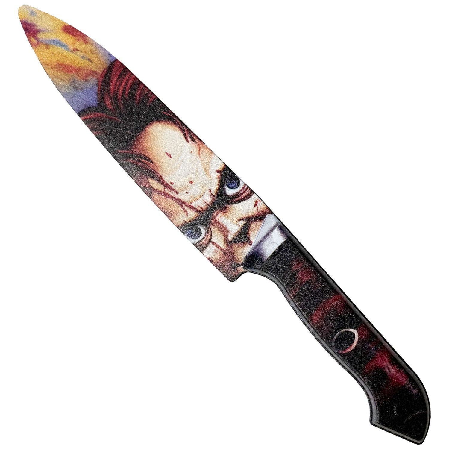 Funny Fashion Dekoobjekt Halloween Messer mit Chucky Motiv, 31 cm