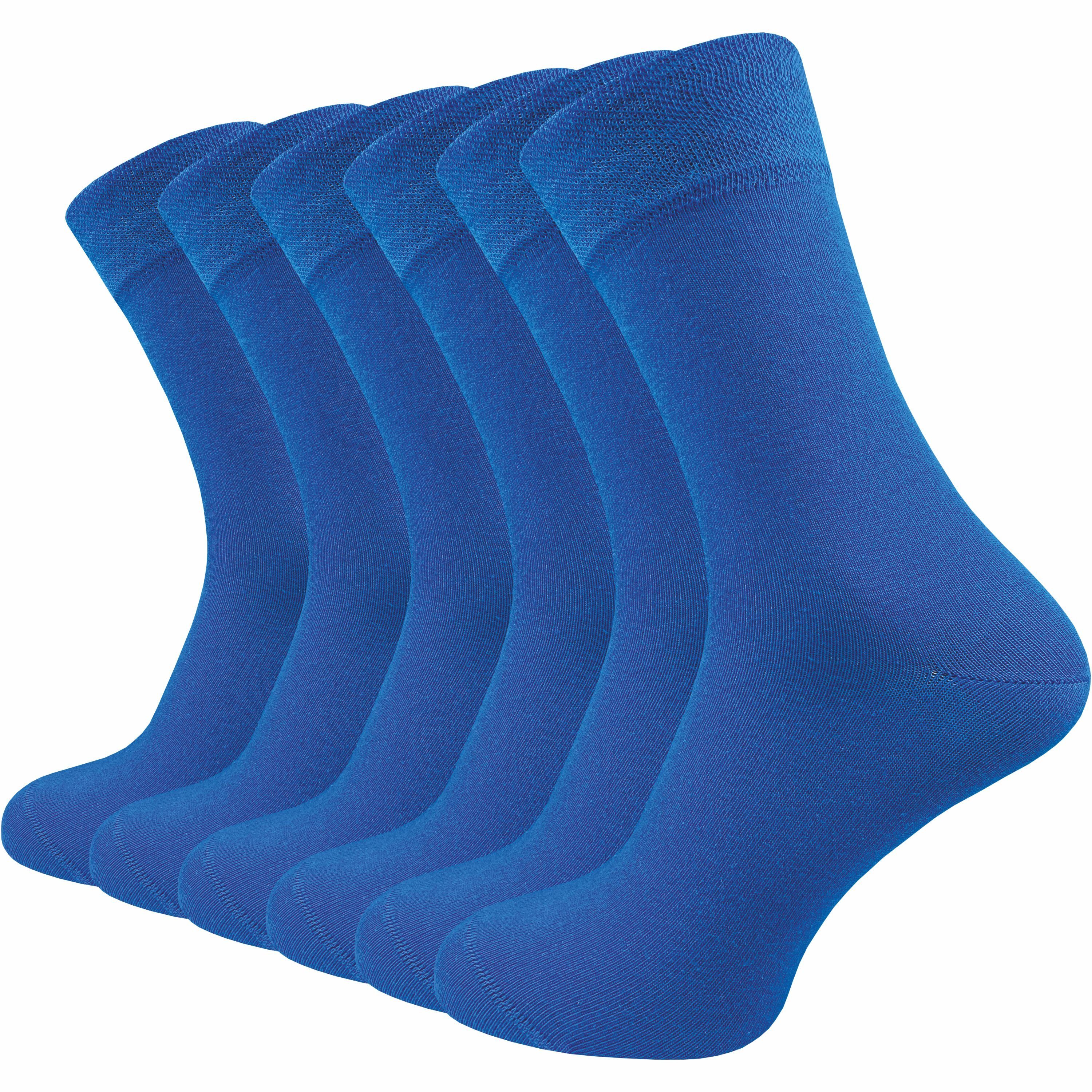 GAWILO Socken für Damen & Herren - Premium Komfortbund ohne drückende Naht (6 Paar) schwarz, grau & blau - aus hochwertiger, doppelt gekämmter Baumwolle royal