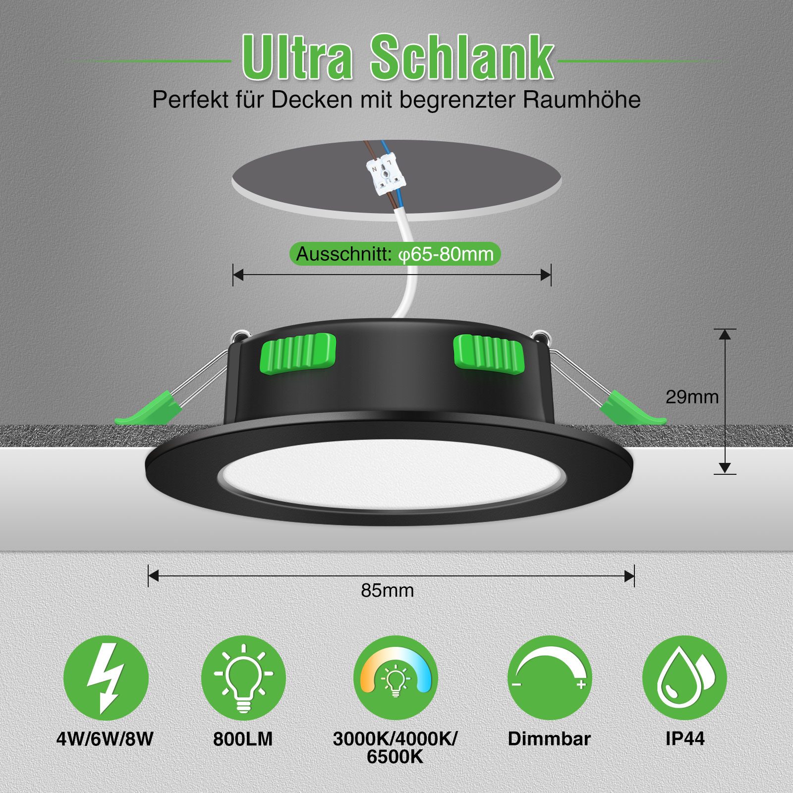 ALUSSO LED Einbaustrahler 10er-Set, 8W LED günstig online kaufen