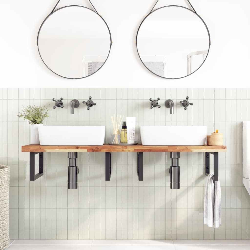 vidaXL Badezimmerspiegelschrank Waschtischplatte Ölbeschichtung 160x50x4 cm Massivholz (1-St)