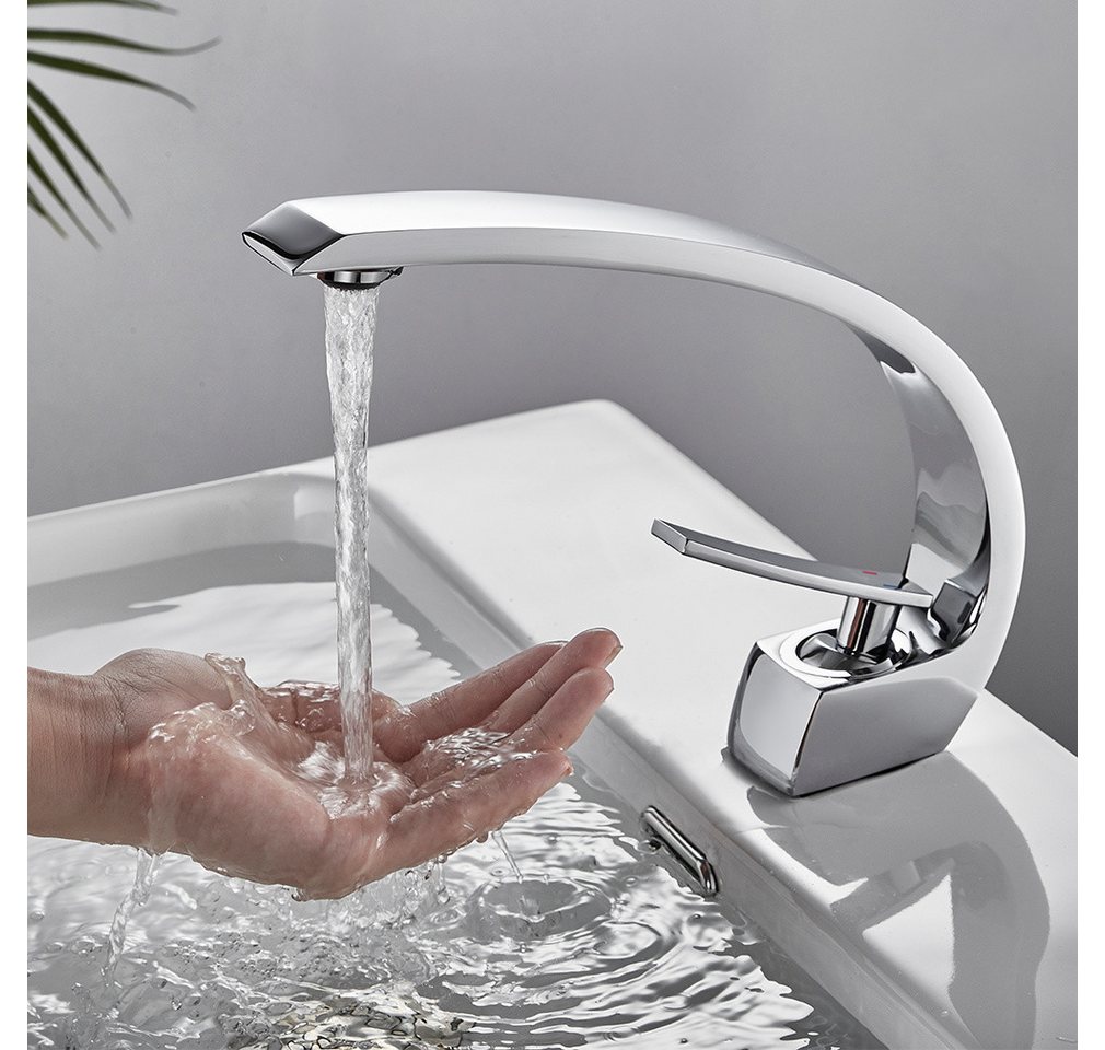 Thumbnail - Auralum Max Waschtischarmatur Wasserhahn Bad Einhebel Armatur mit Pop Up Ablaufgarnitur /Siphon (Bad Armatur Mischbatter...