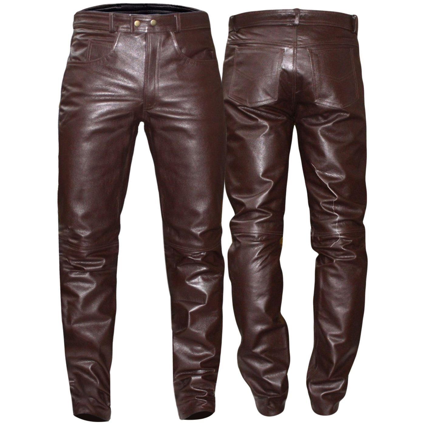 German Wear Motorradhose GW870 Büffelleder Braun Lederhose Brown Lederjeans